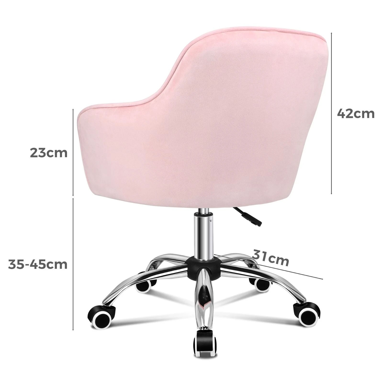 7 Alfordson Velvet Office Chair Computer Swivel Armchair Work Adult Kids - Pink, 7 of 10