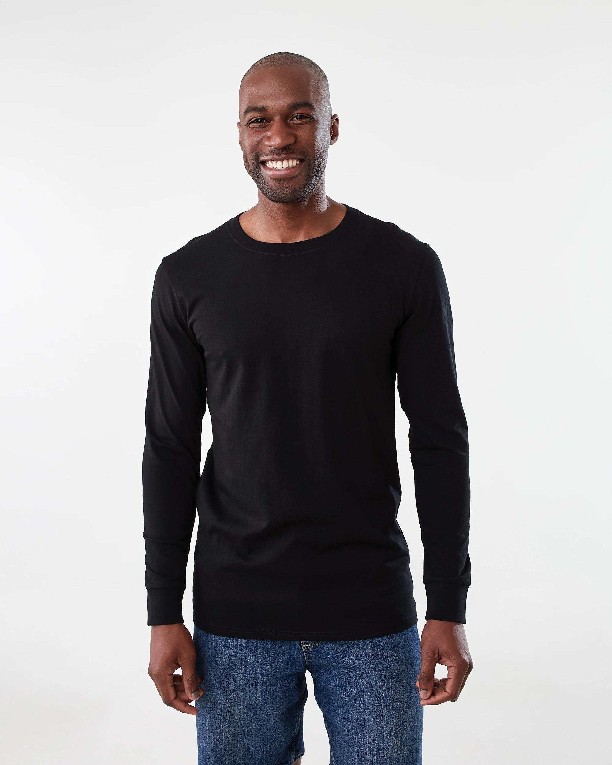 1 Long Sleeve Longline T-shirt Black, 1 of 5