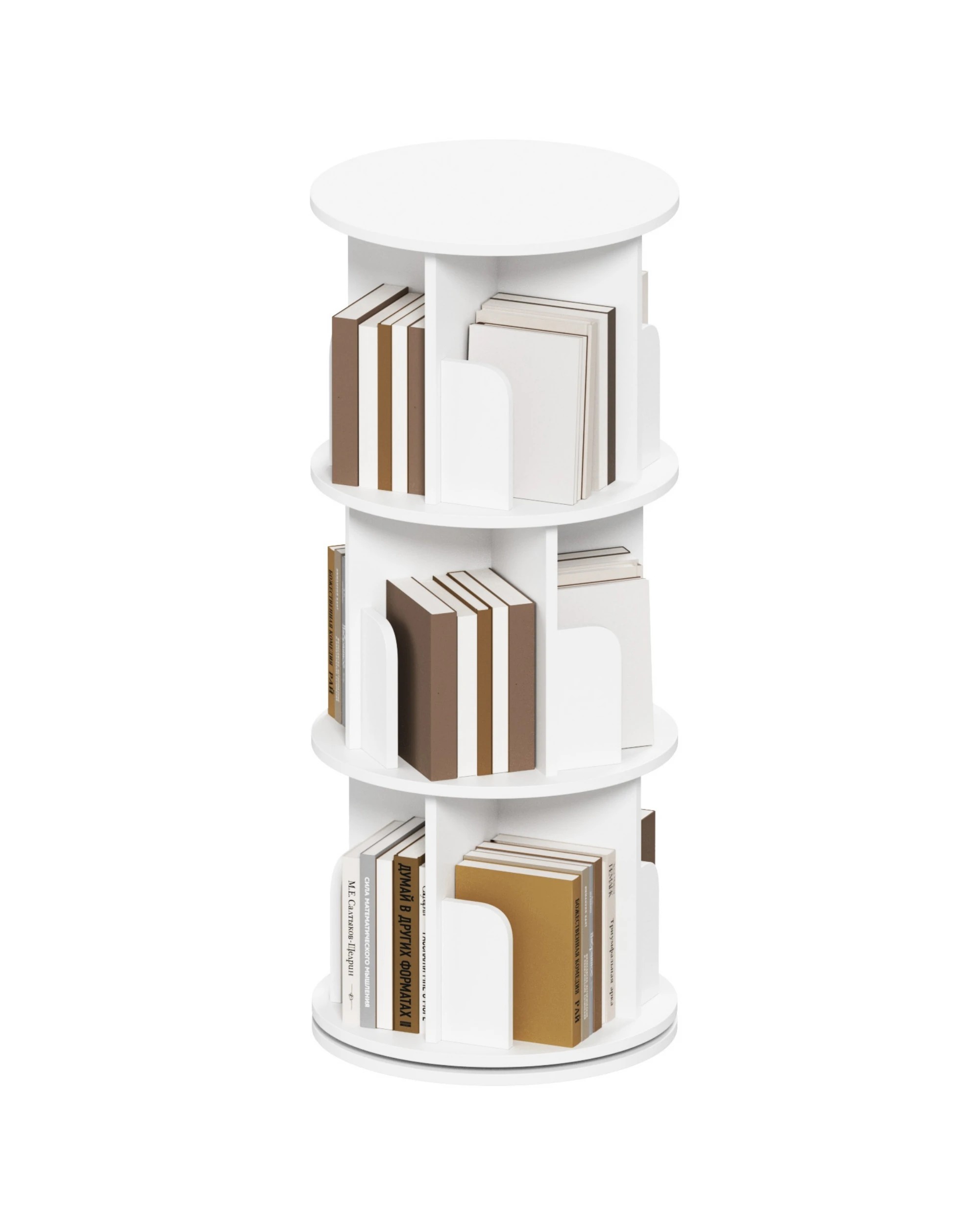 3 Ufurniture 3 Tier Rotating Bookshelf Corner Standing Wooden Bookcase - White, 3 of 5