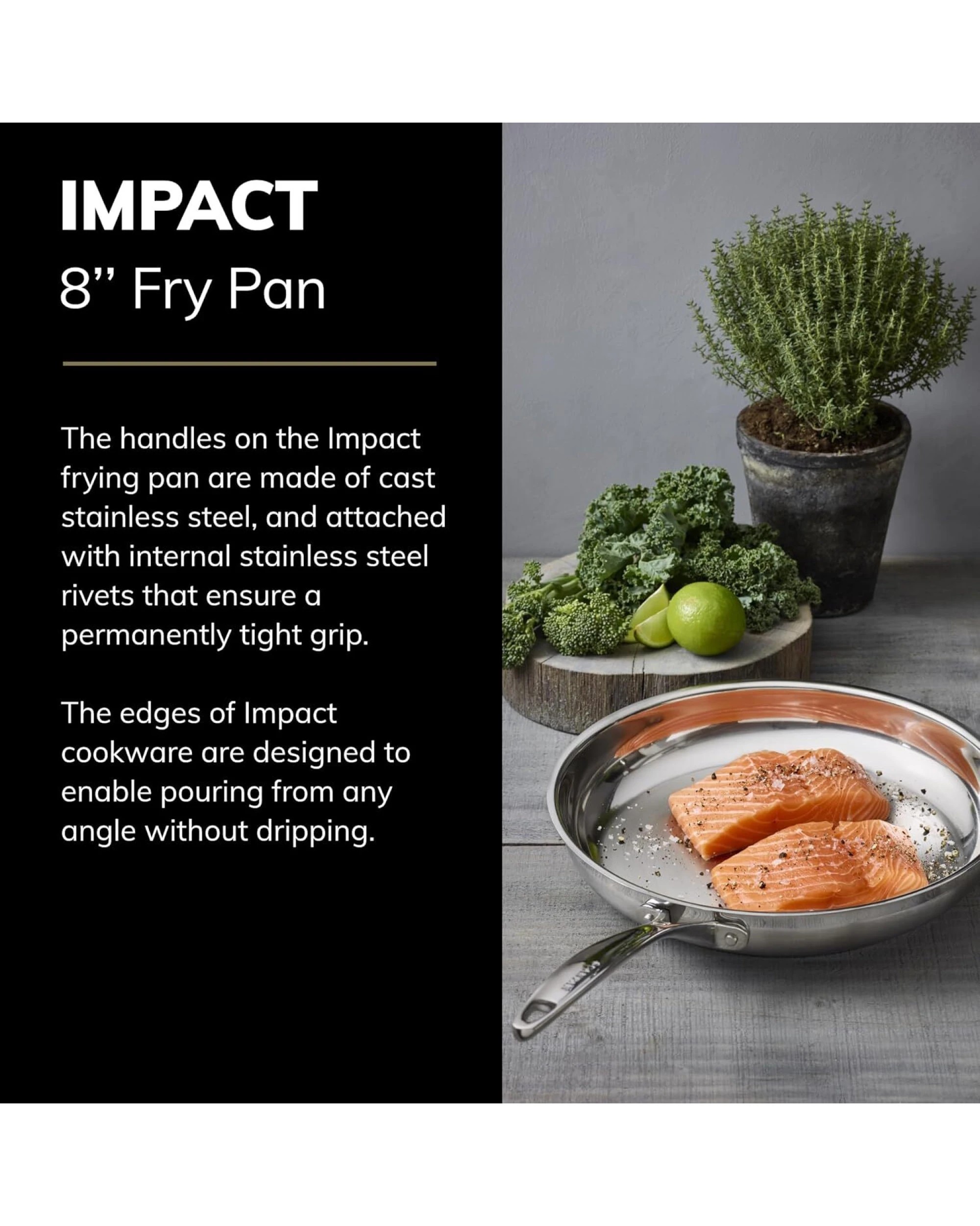 3 20cm Scanpan Impact Frying Fry Pan - Stainless Steel - Silver (8"), 3 of 6