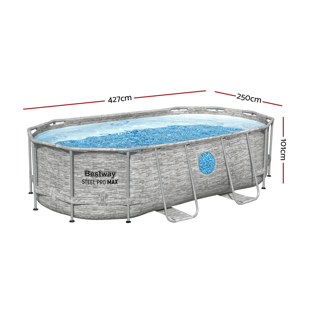 2 Bestway Swimming Pool 427x250x100cm Steel Frame Above Ground Pools Filter Pump Ladder 7250L - Multi, 2 of 6