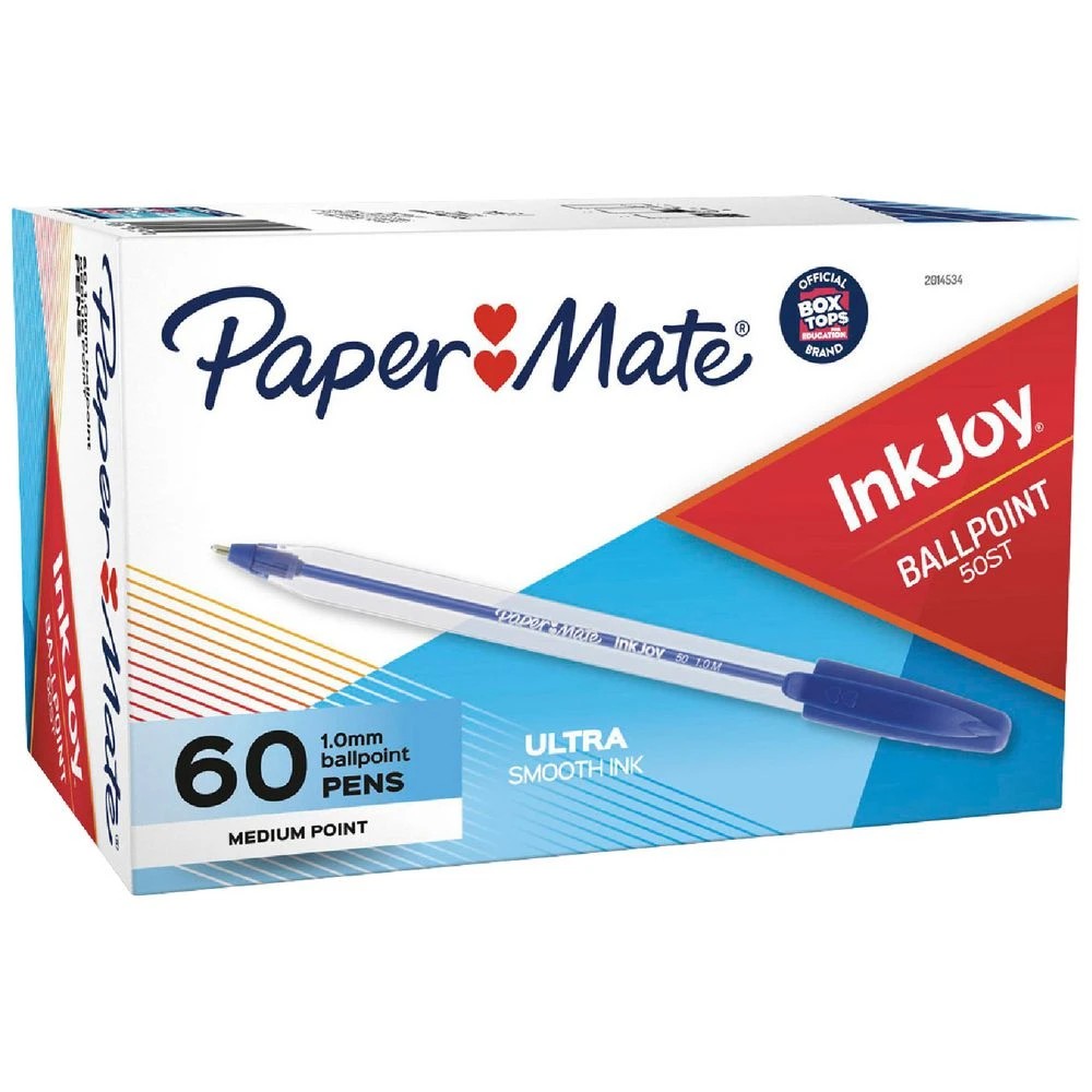 1 Paper Mate Inkjoy 50 Ballpoint Pens 1.0mm Blue 60 Pack, 1 of 2