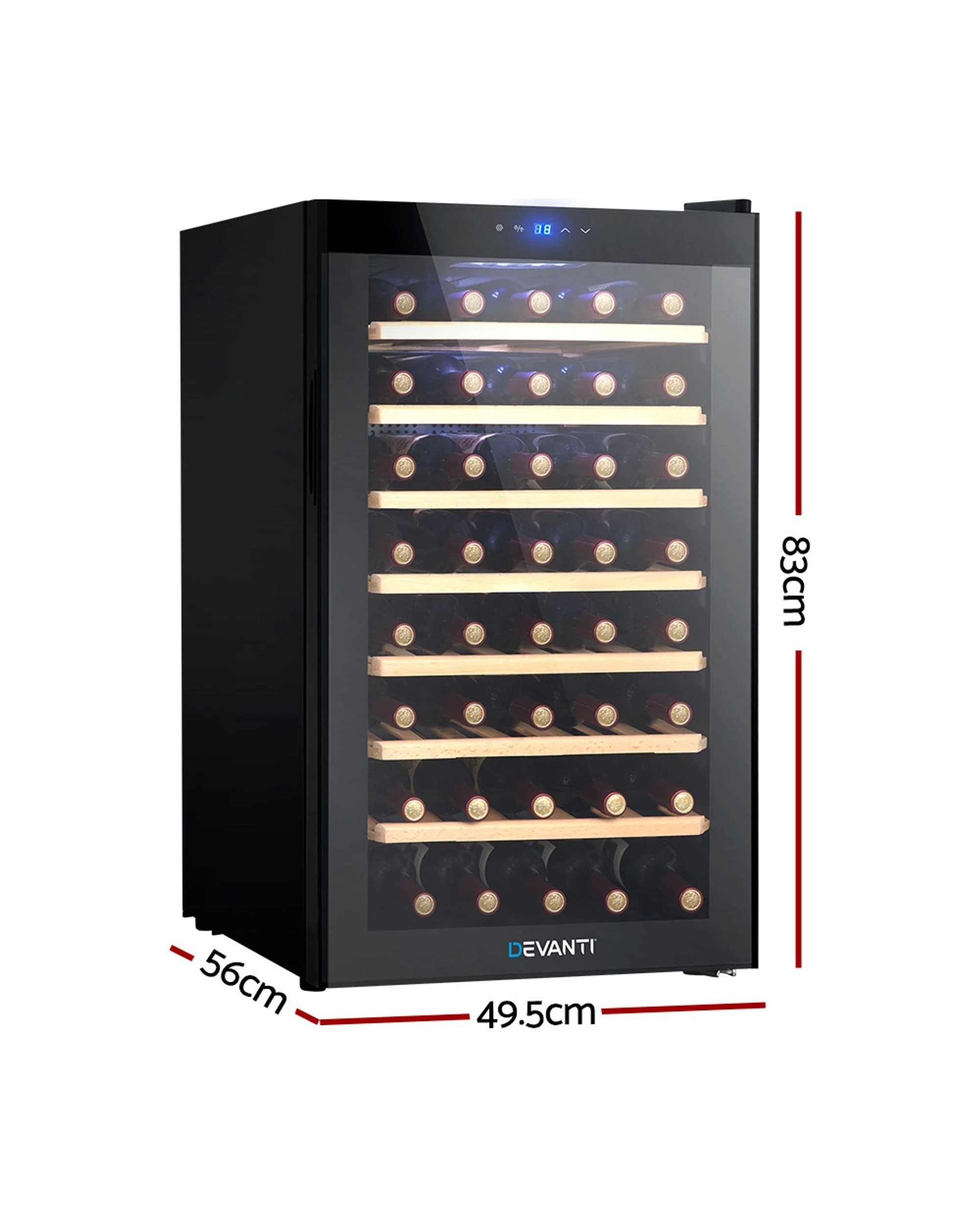 2 Devanti Wine Fridge Cooler 51 Bottles - Black, 2 of 6