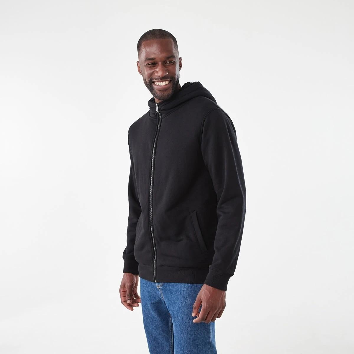 3 Sherpa Lined Zip Through Hoodie Black, 3 of 7