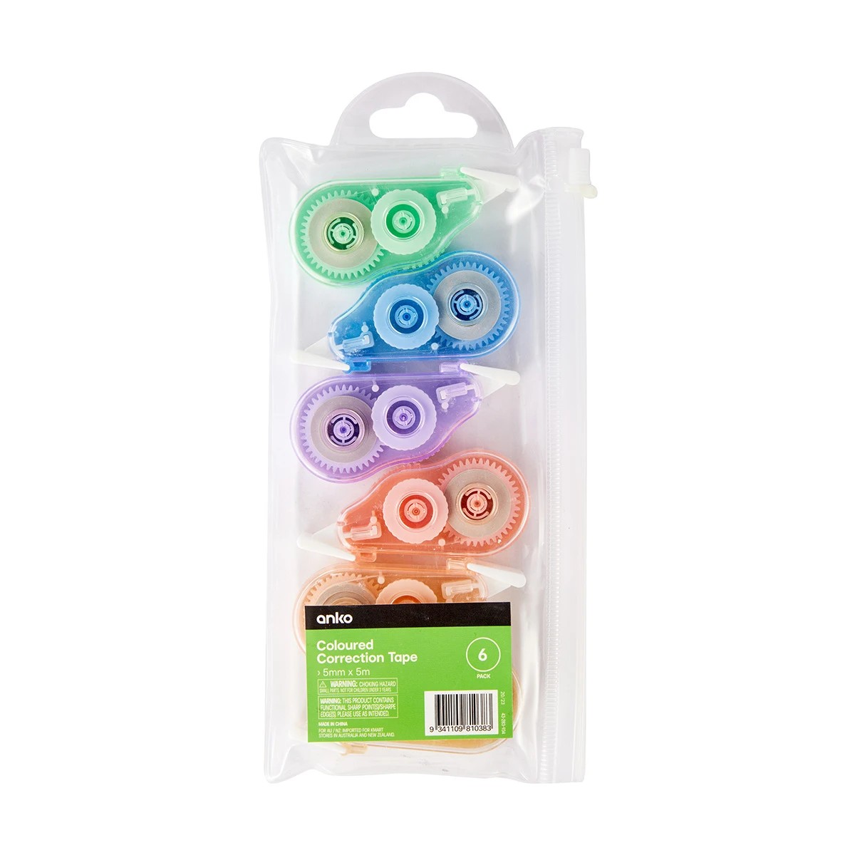6 6 Pack Coloured Correction Tape, 6 of 6