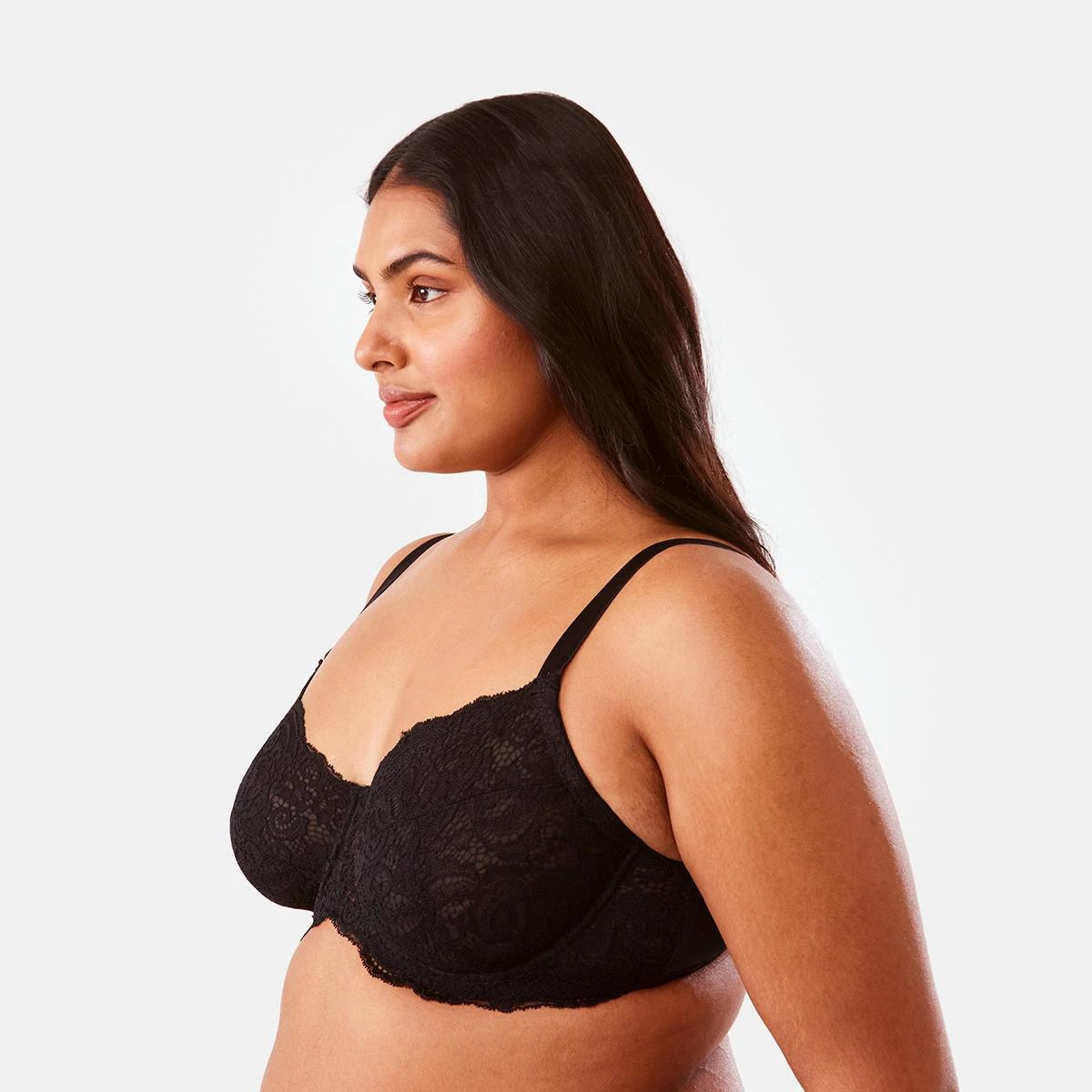 2 Full Figure Lace Soft Cup Bra Black, 2 of 6