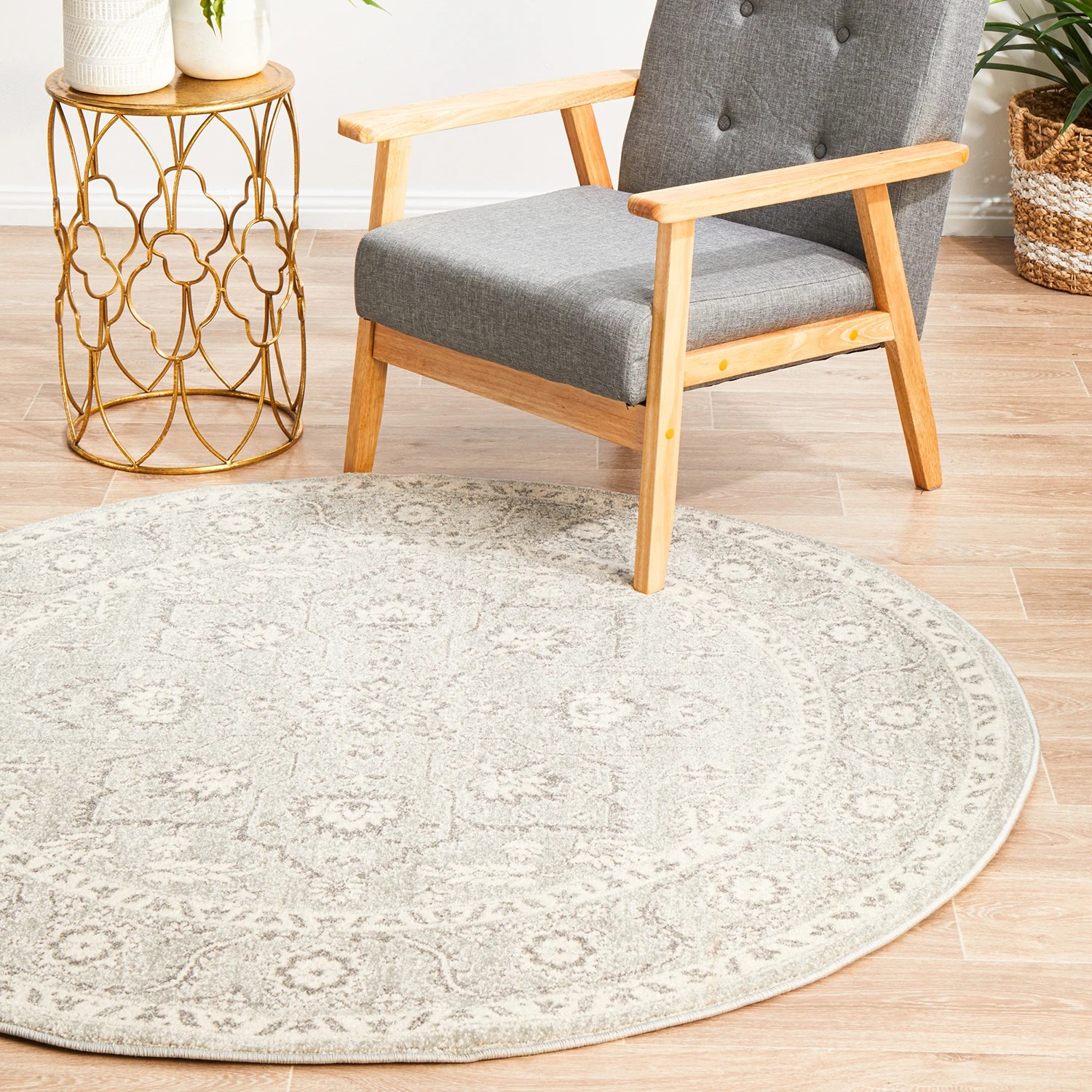 4 Common Ground Rugs Encore 261 200x200cm - Medium Round Power Loomed Pet Friendly Rug - Silver, 4 of 9