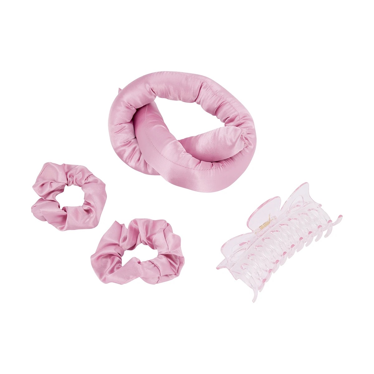 1 OXX Haircare 4 Piece Heatless Hair Curler Set - Pink, 1 of 8