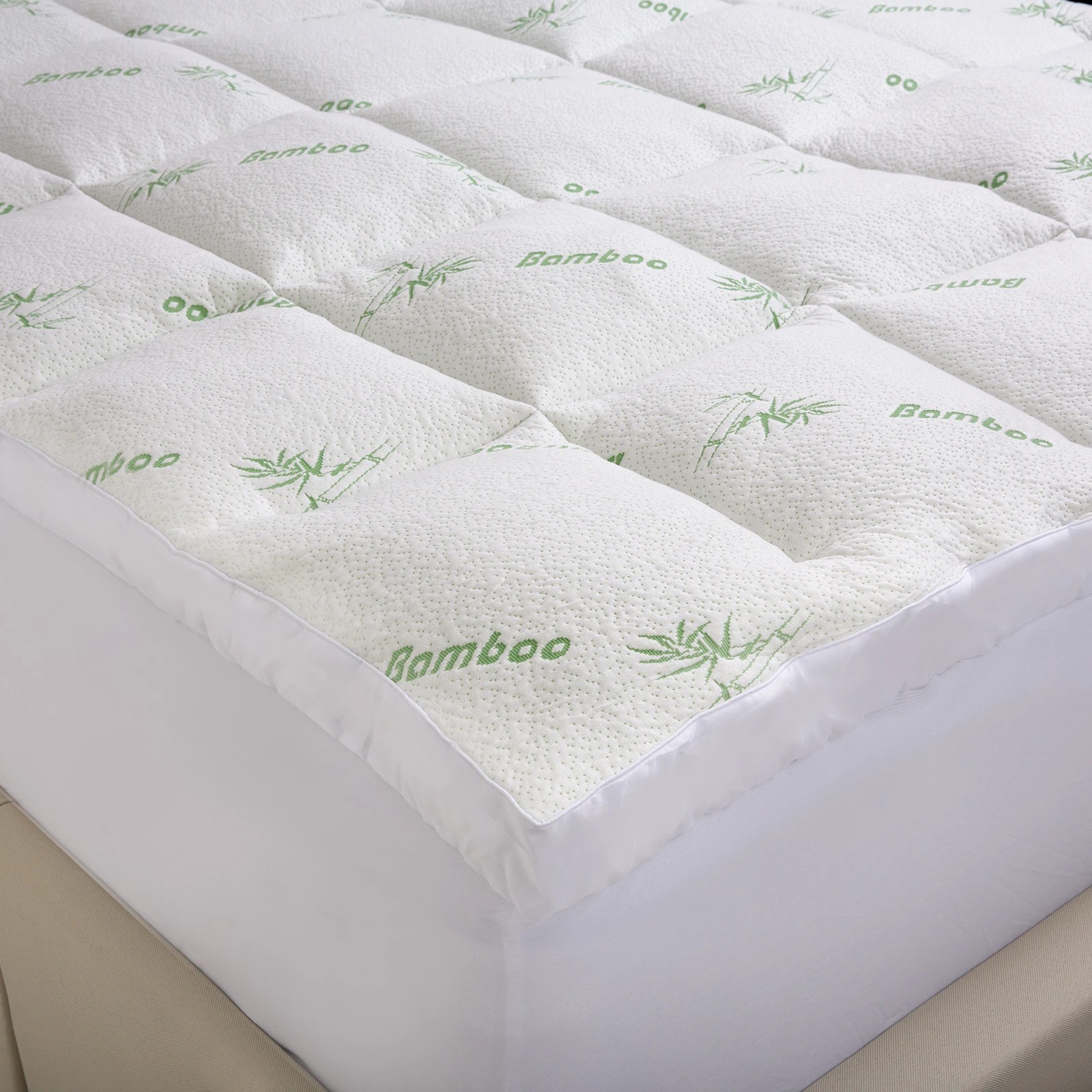 8 Royal Comfort 1000GSM Luxury Bamboo Covered Mattress Topper Ball Fibre Gusset - Single Bed - White - Single Bed - White, 8 of 10