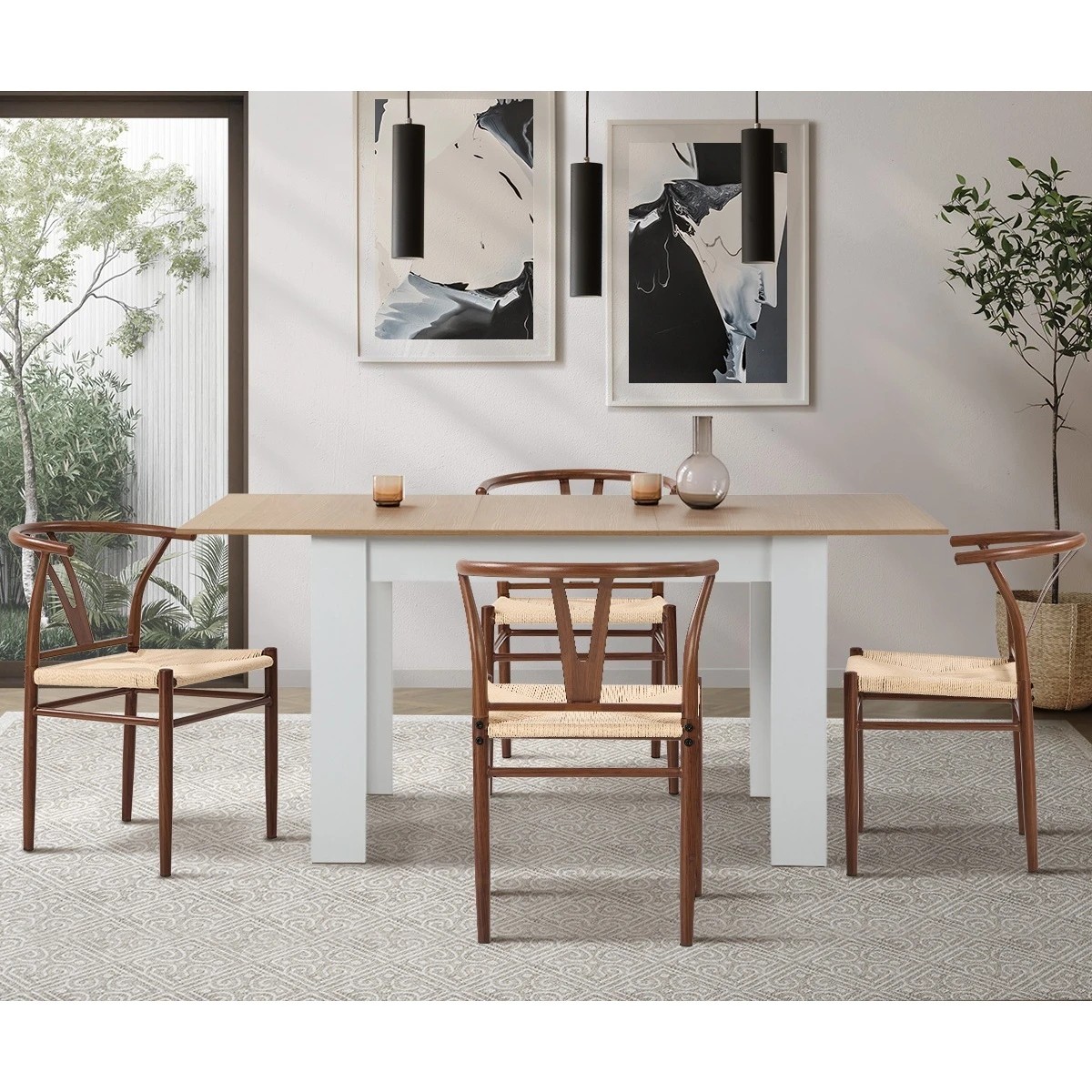 6 Oikiture 6x Dining Chair Metal Hans Wegner Chair Wishbone Cafe Lounge Walnut - Brown, 6 of 10