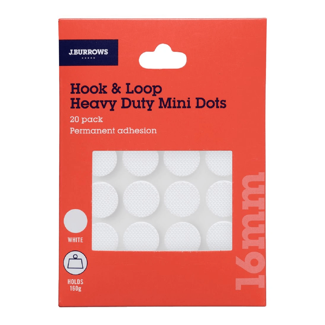1 J.Burrows Hook & Loop Heavy Duty Adhesive Dots 16mm 20PK, 1 of 3