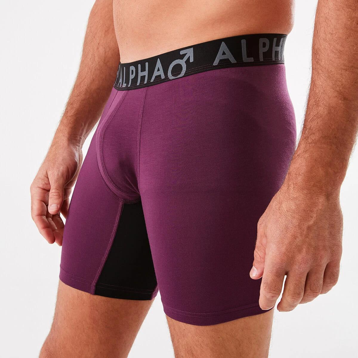2 Bamboo Mid Length Trunks with Glide Panels Plum, 2 of 5
