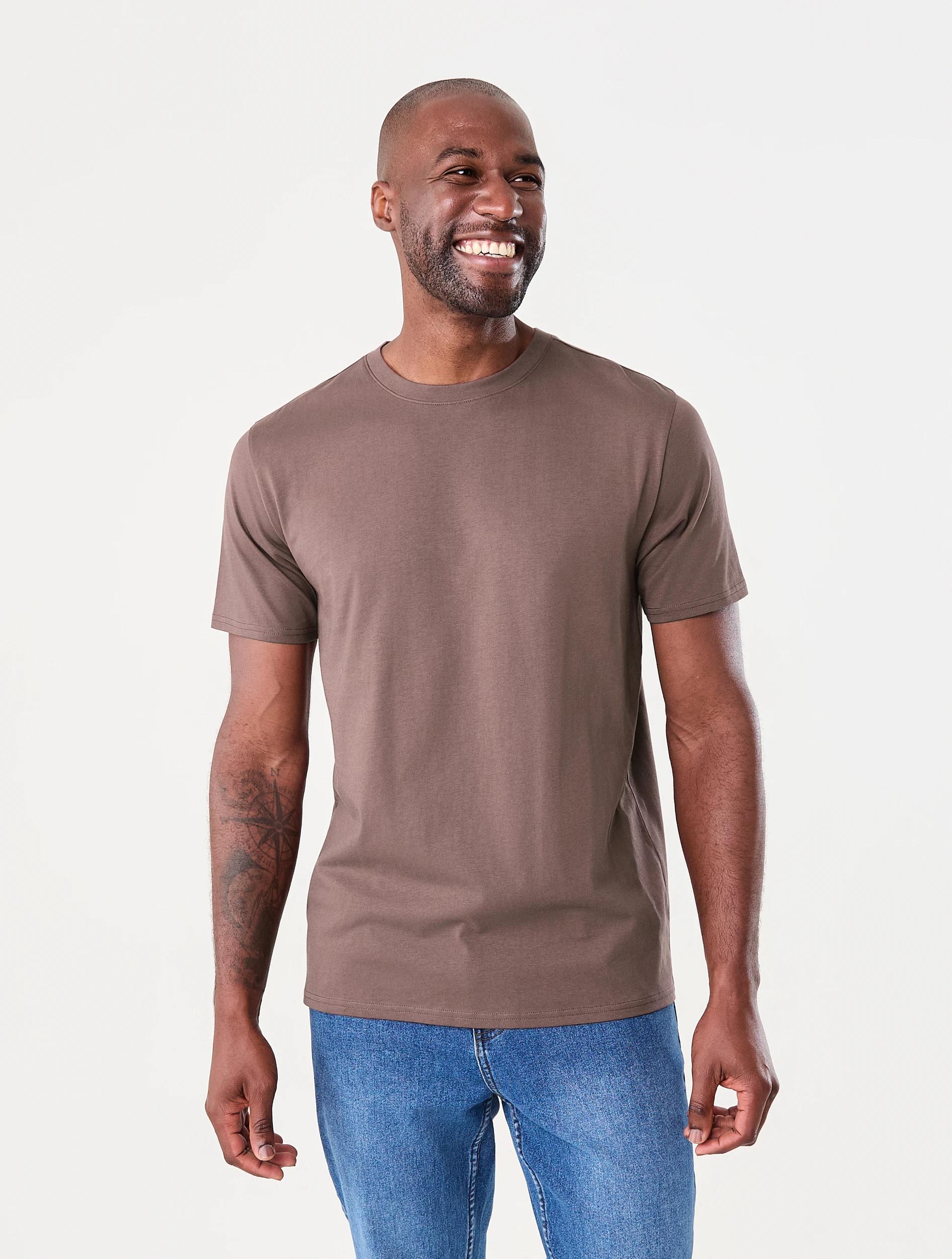 1 Australian Cotton Crew Neck T-shirt Brn Stone, 1 of 6