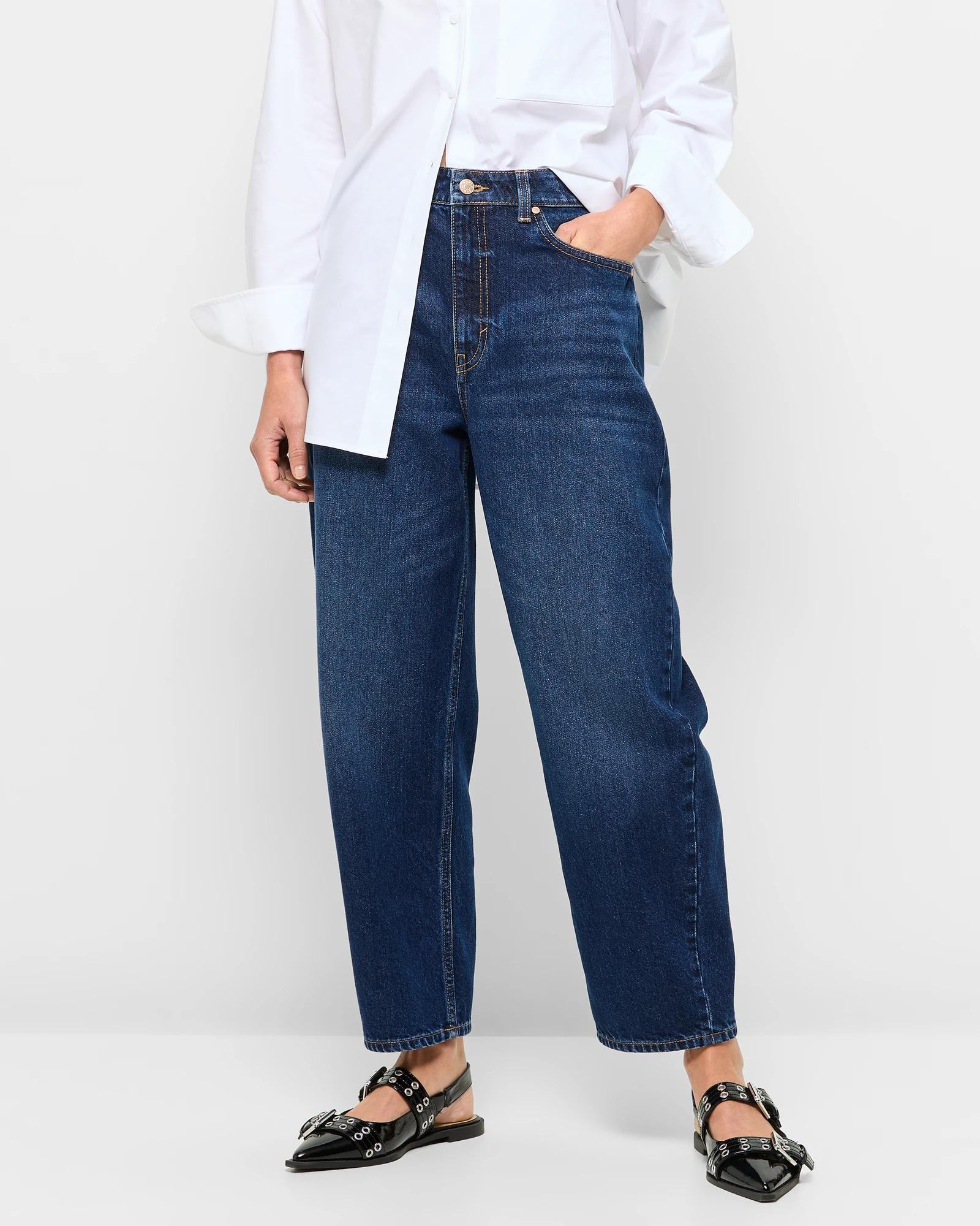 2 Target Relaxed High Rise Crop Length Barrel Leg Denim Jeans ORIGINAL INDIGO, 2 of 5