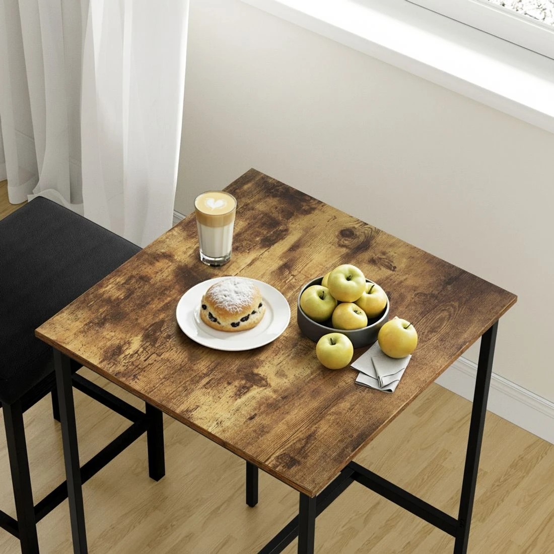 4 Artiss Bar Table Counter Kitchen Dining Desk Pub 60x92cm Vintage Metal - Brown, 4 of 7