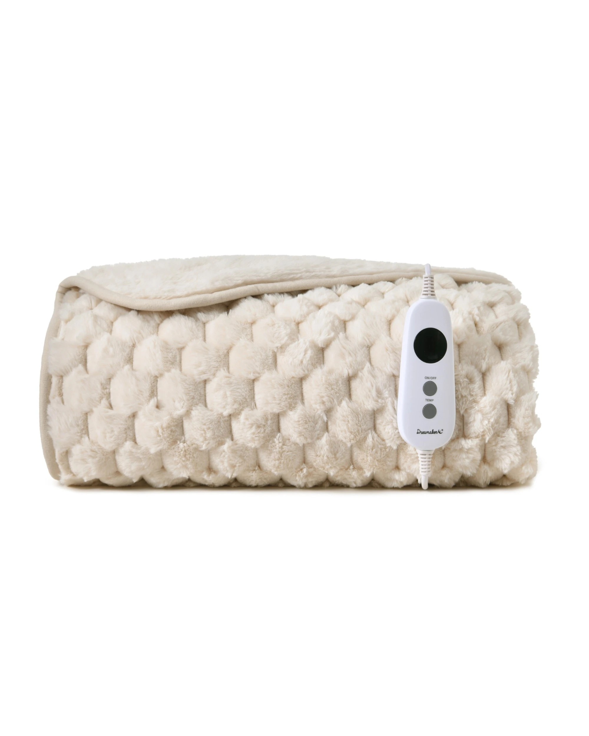 2 Dreamaker Emmett Textured Faux Fur Heated Throw 130x160cm - Cream, 2 of 9