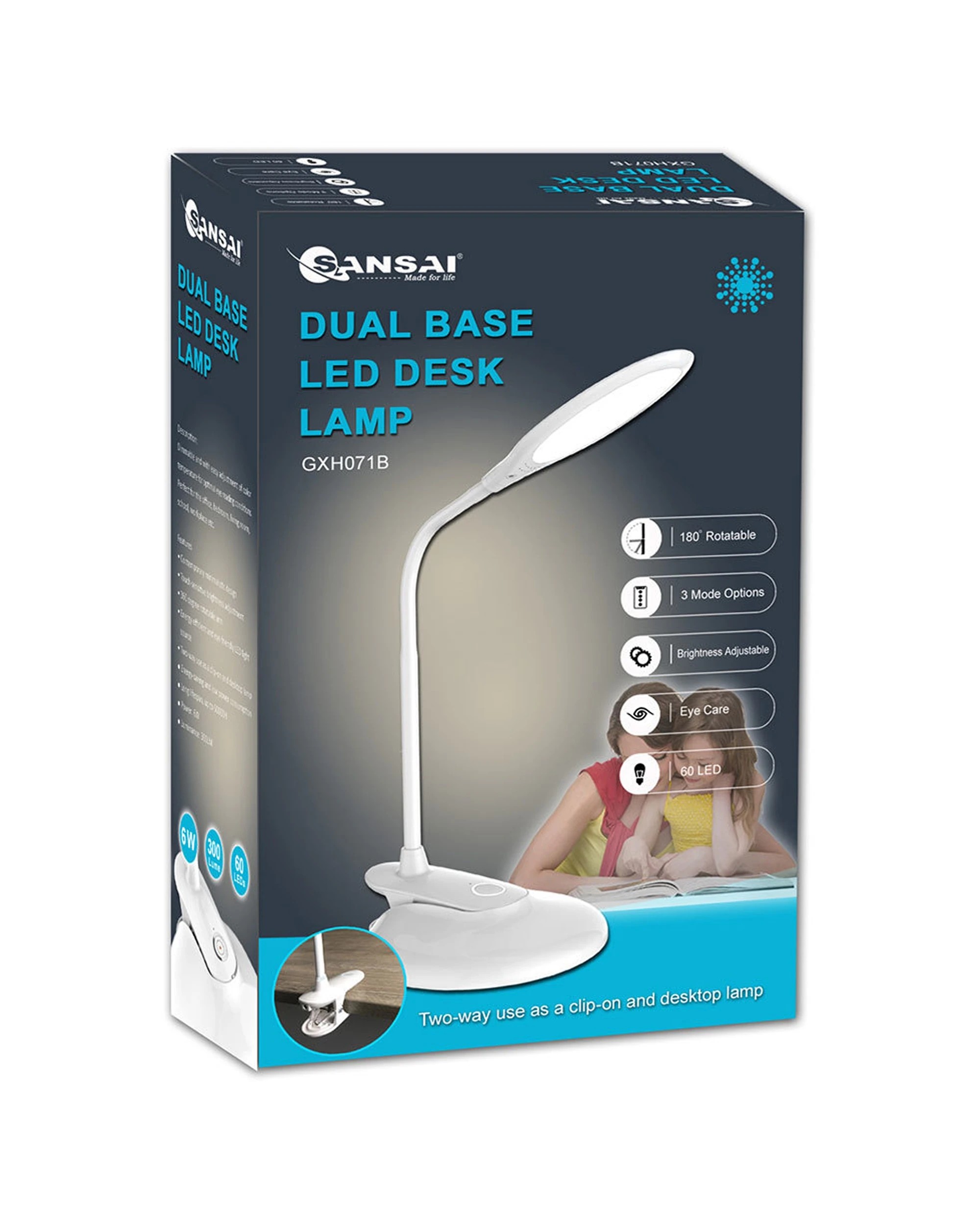 3 Sansai Dual Base Home/office/school Rotatable 6w Led Desk Lamp/light W/ Clip-on
 - Black, 3 of 3