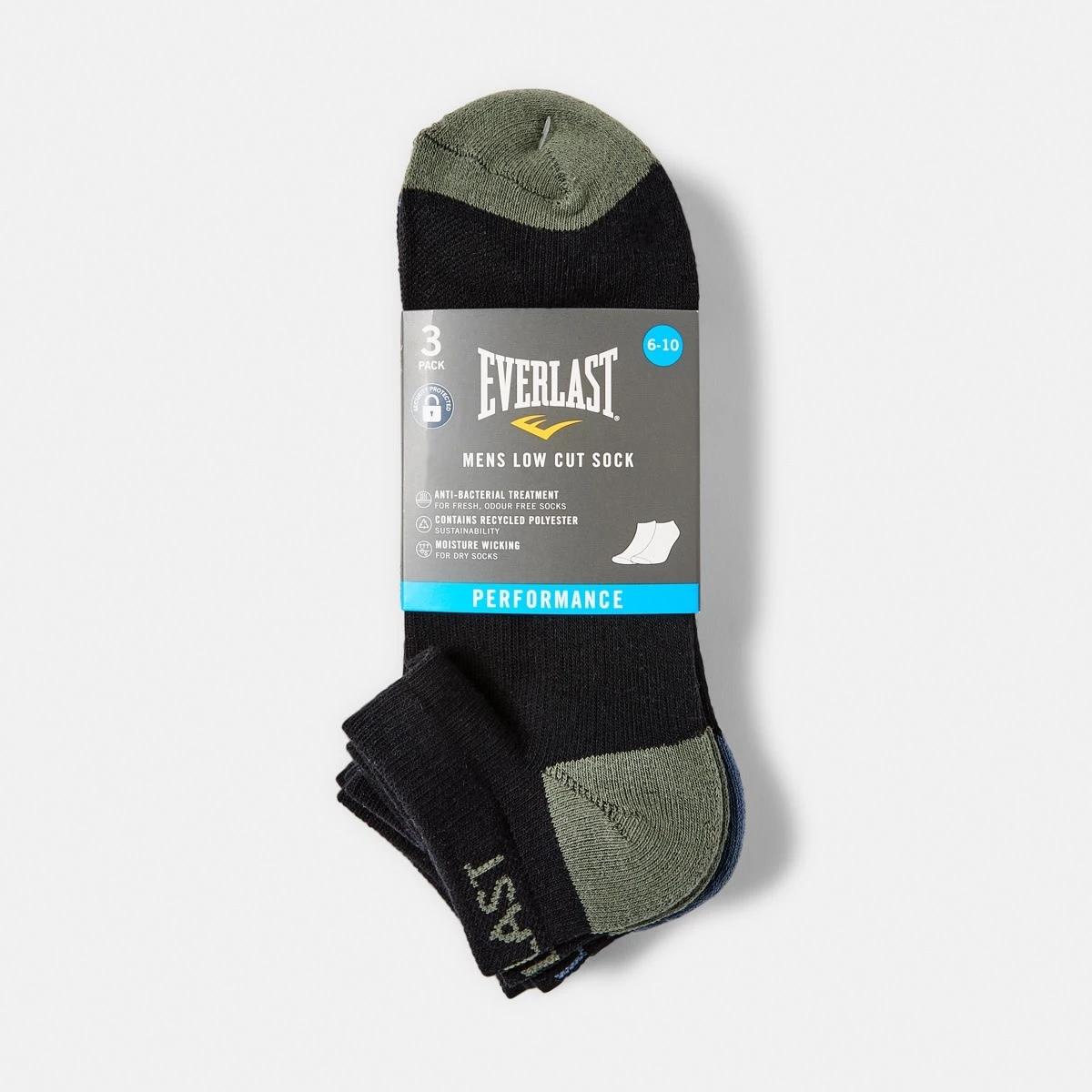3 3 Pack Everlast Mens Performance Low Cut Socks Blk Colour, 3 of 3