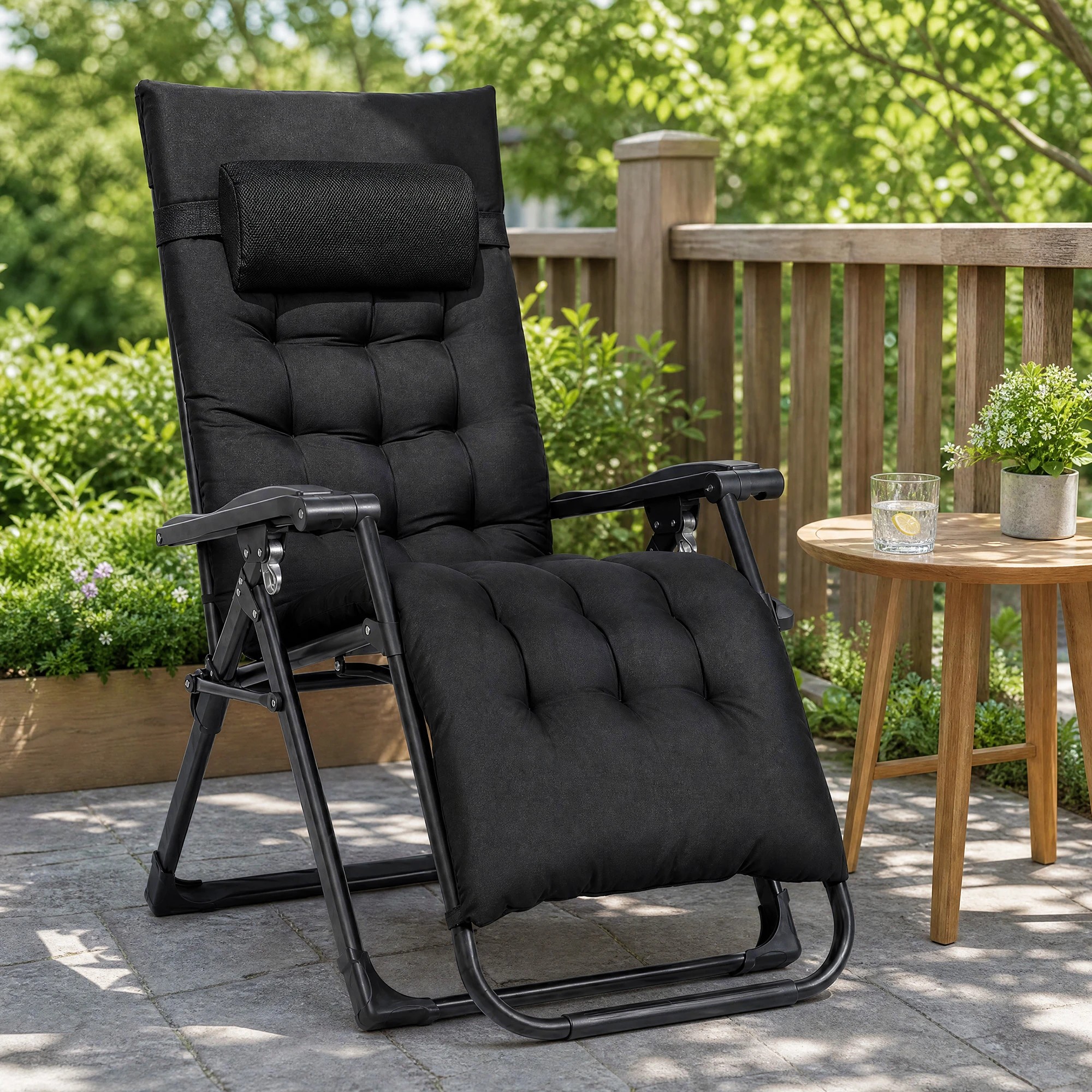 8 Levede Zero Gravity Chair Lounge Lockable Outdoor Recline Cushion Tray Black, 8 of 8