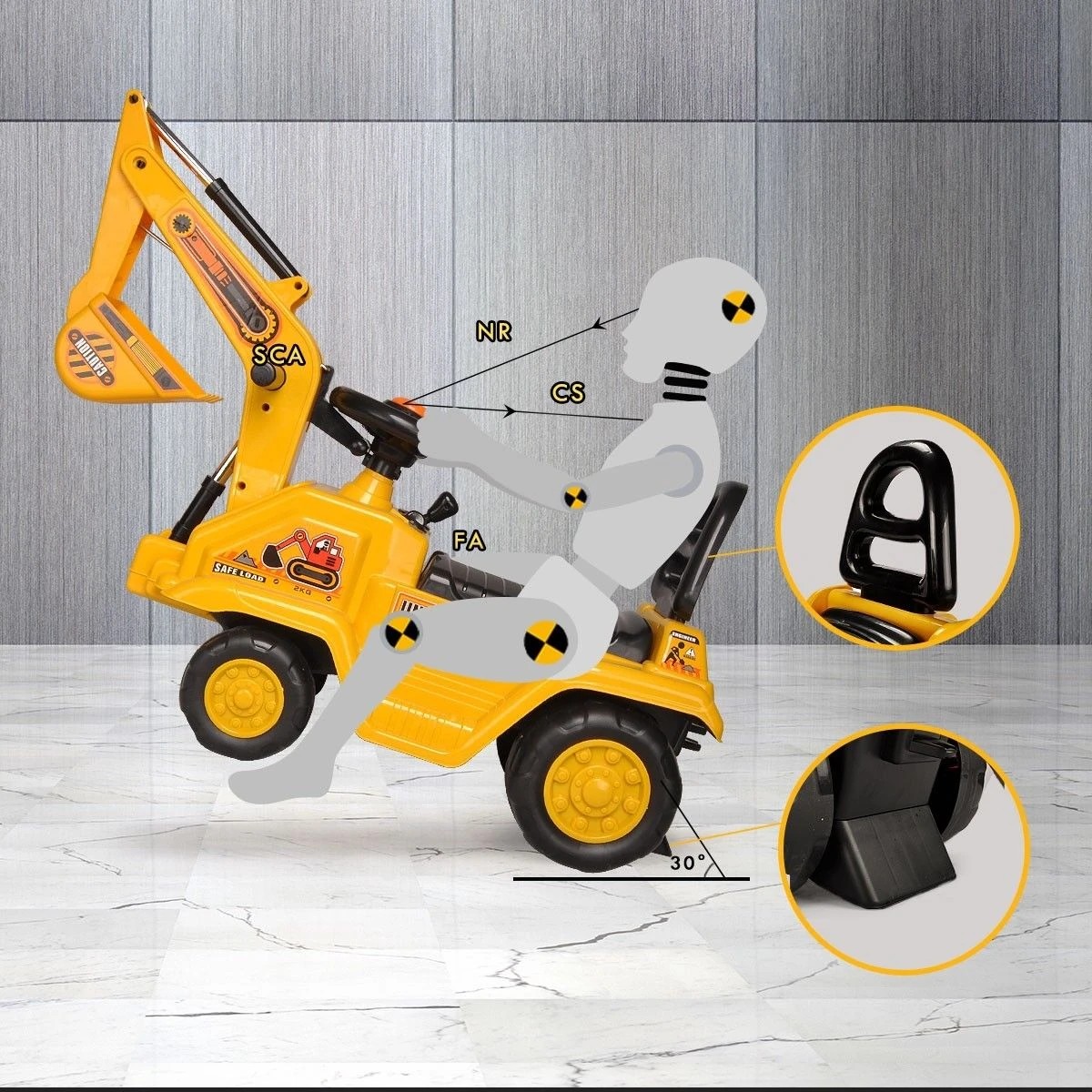 3 AUSWAY Kids Excavator Ride On Digger Toy Children Bulldozer Loader Car, 3 of 7