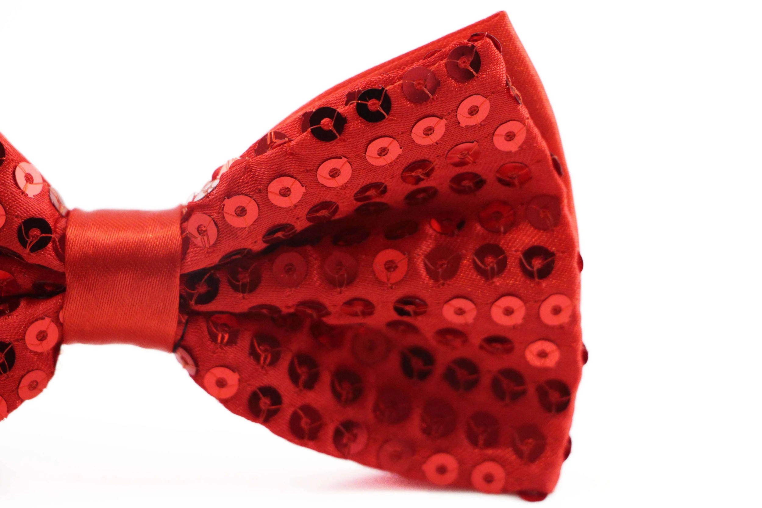 3 Zasel Mens Red Sequin Patterned Bow Tie - Red, 3 of 4