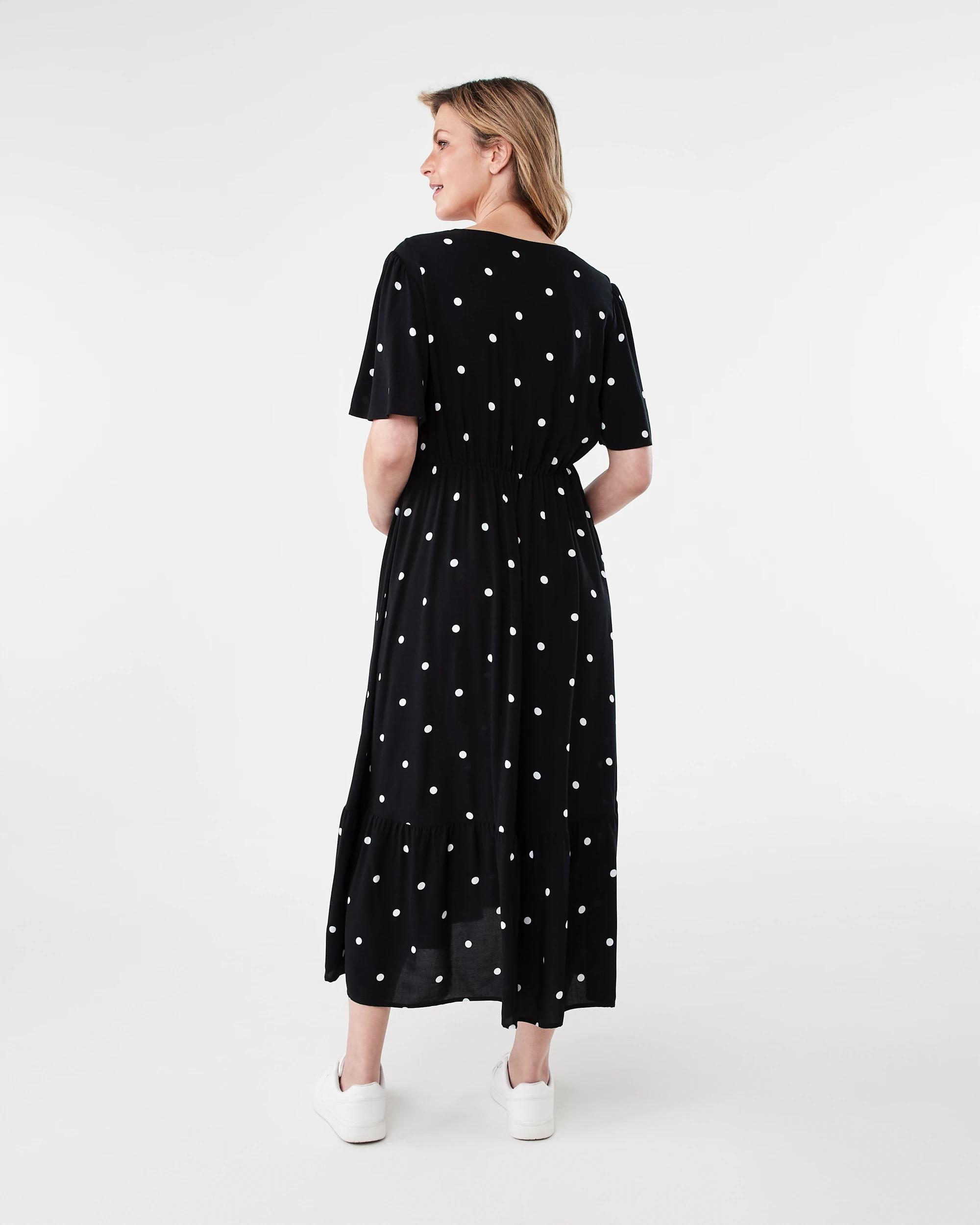 3 Maternity Short Sleeve Midi Tea Dress Spot Blk, 3 of 7