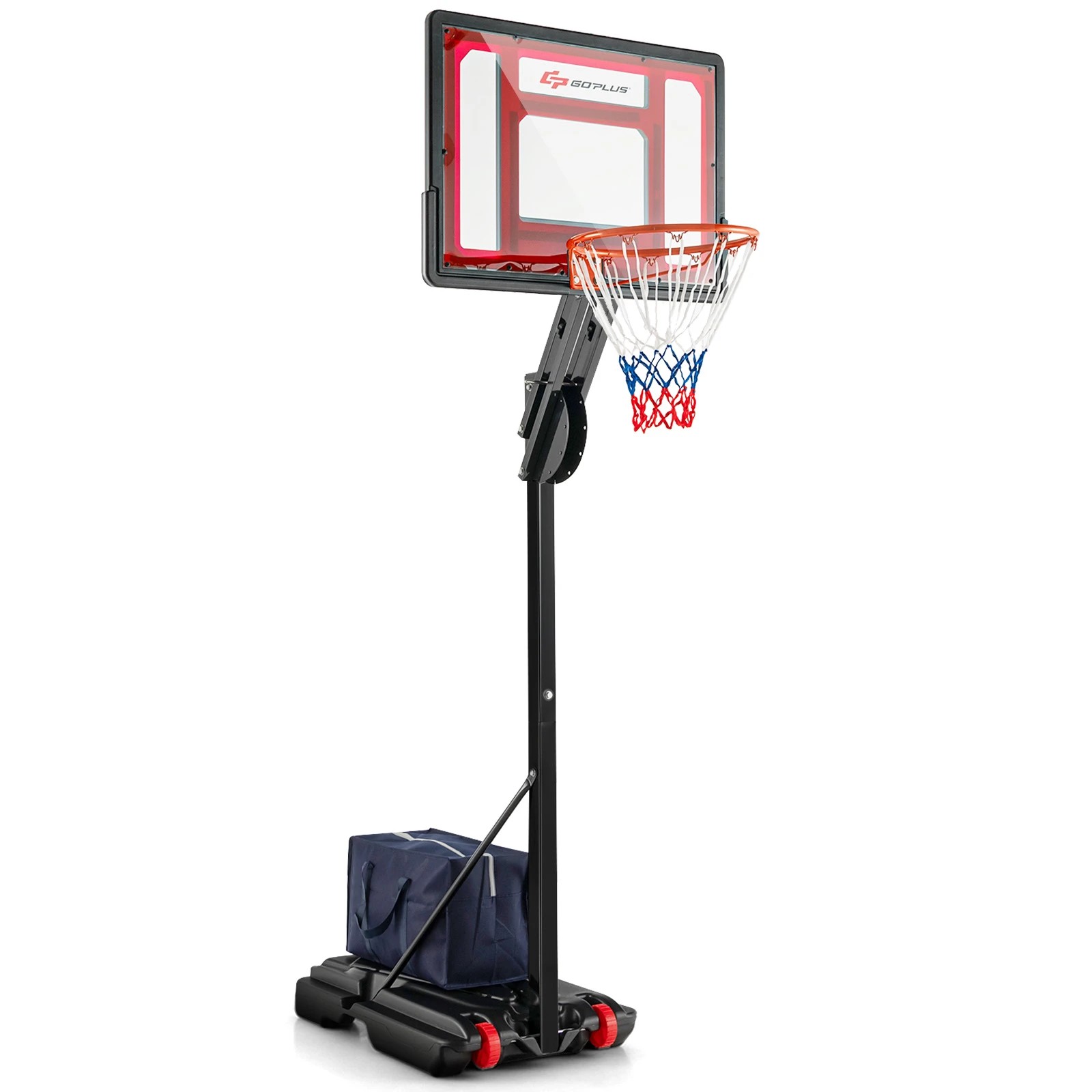 1 Costway Portable Basketball Hoop System Stand Basketball Ring Adjustable w/Wheels Weight Bag Outdoor, 1 of 1