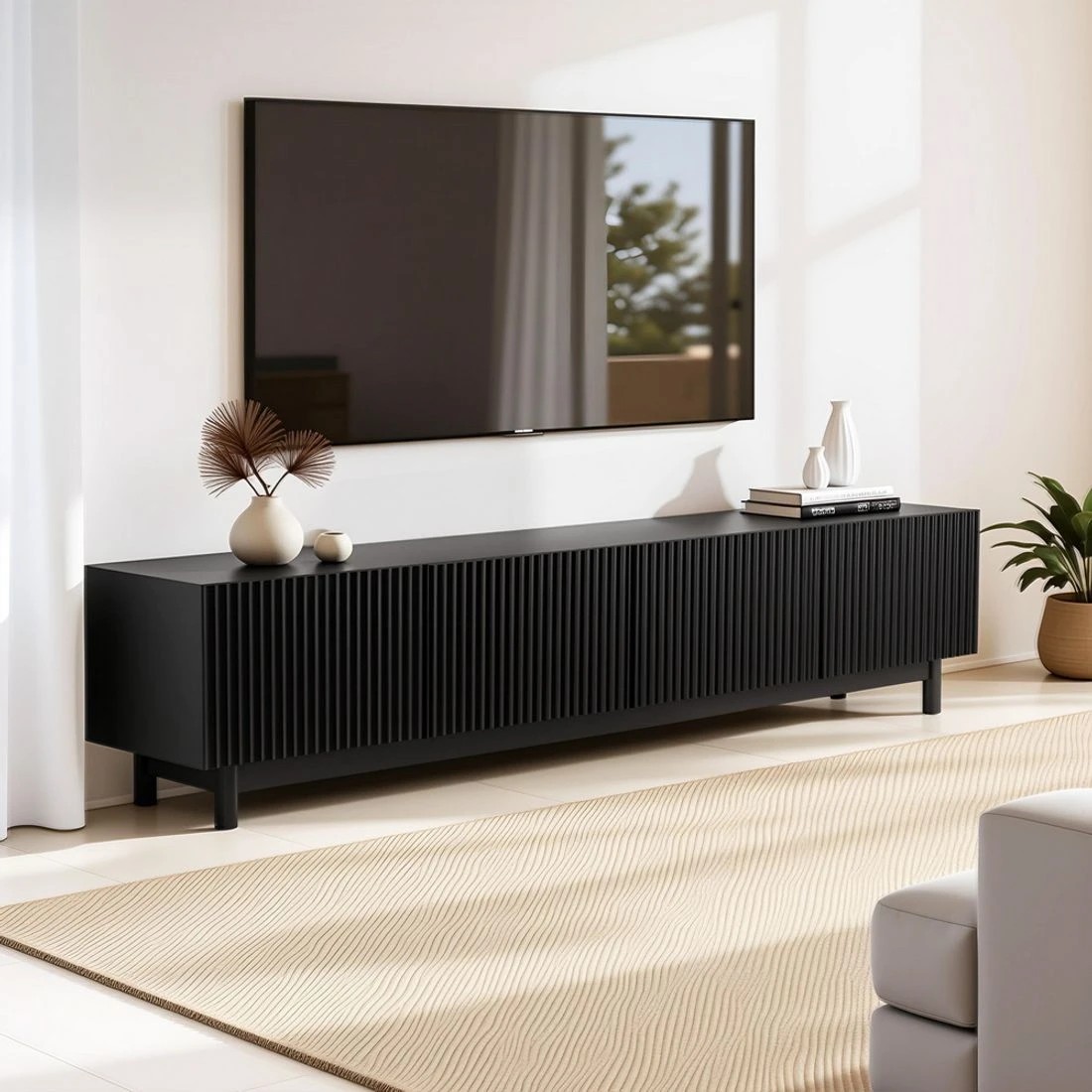 3 Artiss TV Unit Entertainment Unit Storage Cabinet 180cm - Black, 3 of 4