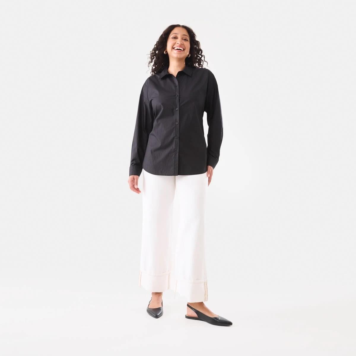 2 Long Sleeve Tie Back Detail Shirt Black, 2 of 7