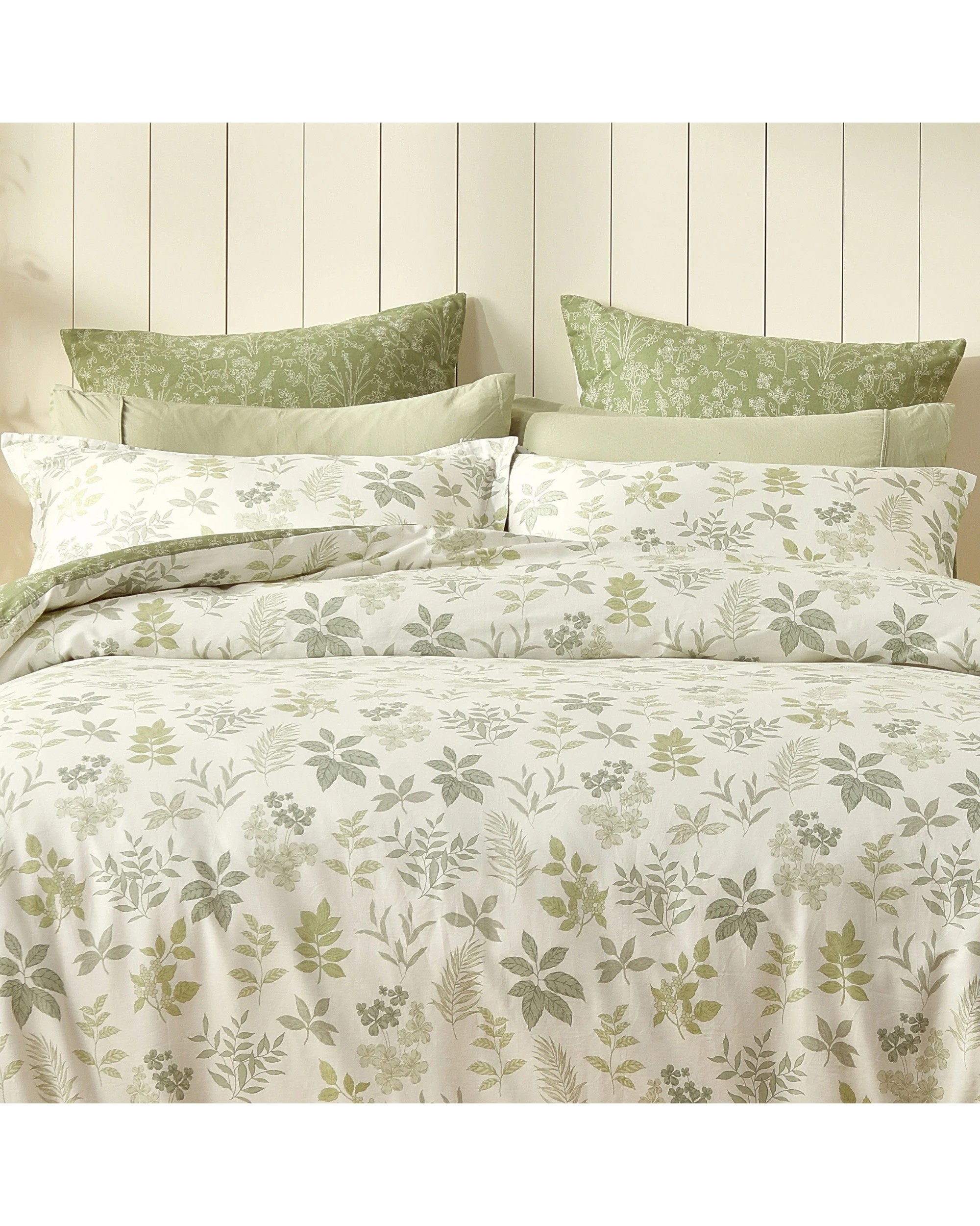 3 Dreamaker Mabel 100% Cotton Reversible European Pillowcase Twin Pack - Sage Green, 3 of 5