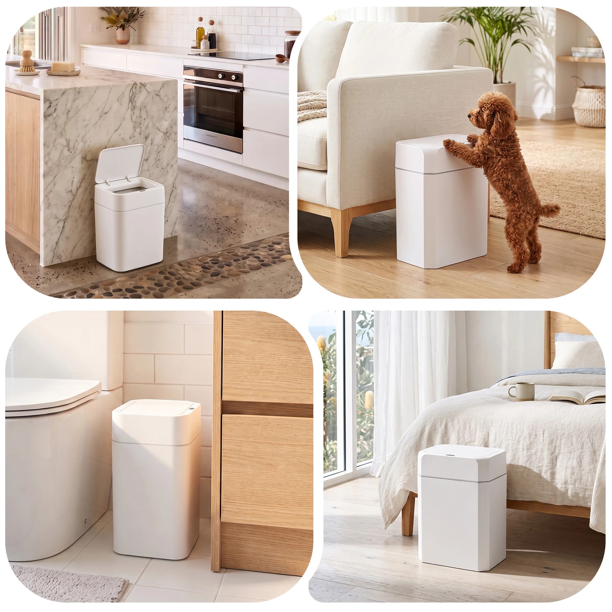8 Artiss Rubbish Bin 12L 2-Pack Sensor Kitchen Automatic Motion Touchless - White, 8 of 9