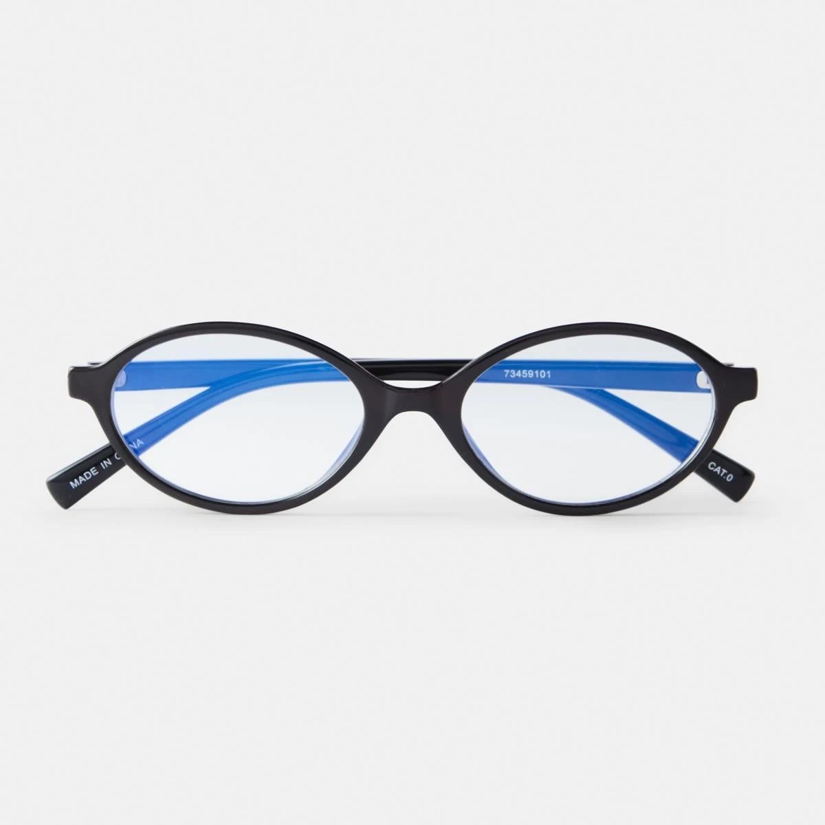 2 Womens Oval Blue Light Glasses Black, 2 of 7
