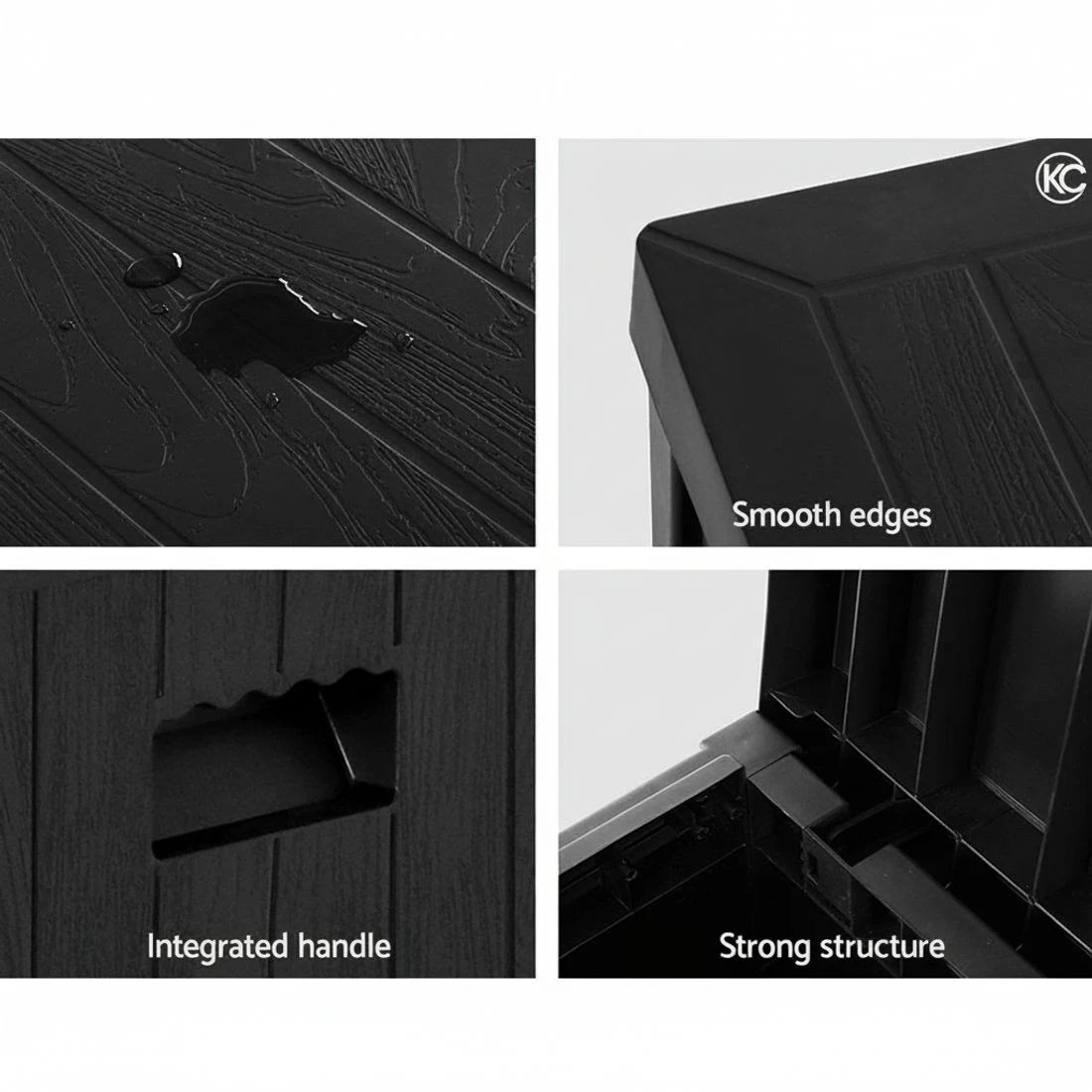 4 Gardeon Outdoor Storage Box 195L - Black, 4 of 4