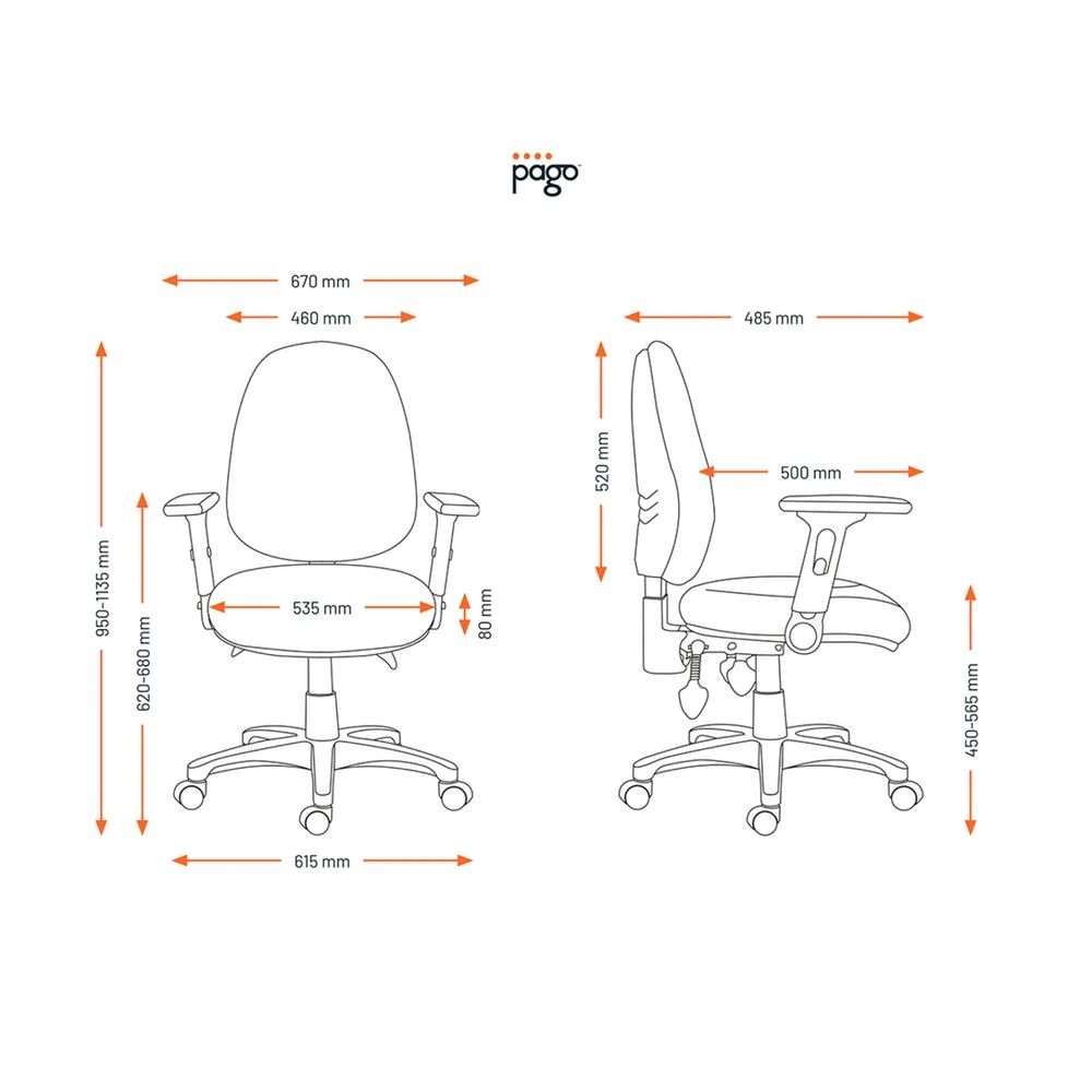 3 Pago Matrix II Plus Heavy-Duty Ergo Chair Folding Arms Navy Drafting Chairs, 3 of 3
