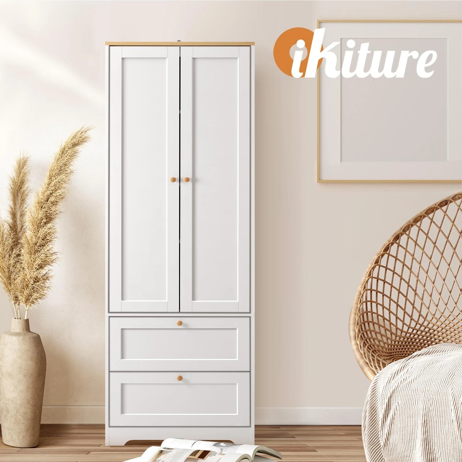 4 Oikiture Buffet Sideboard Storage Cabinet Kitchen Cupboard Wardrobe
 - White, 4 of 9