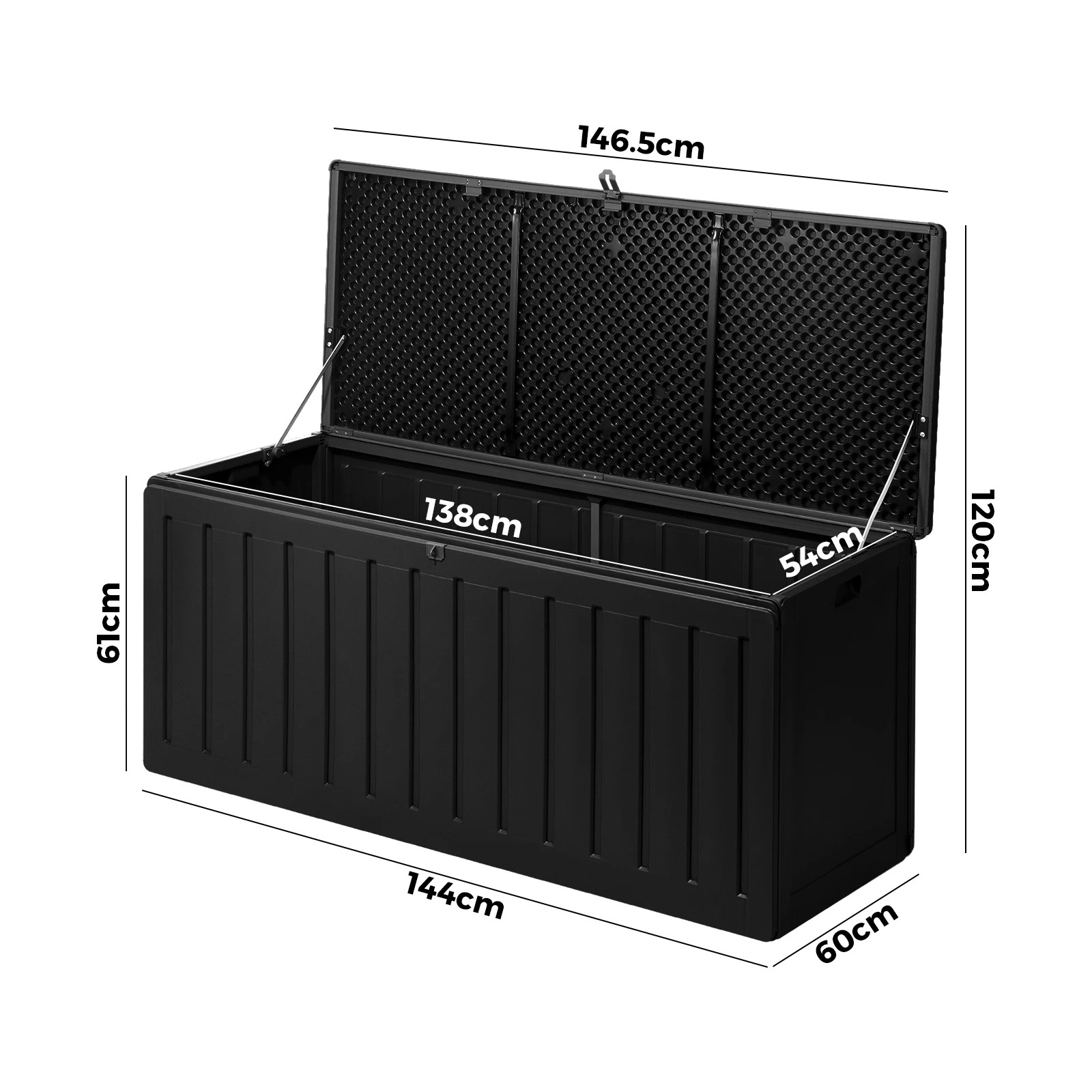 2 Livsip Outdoor Storage Box Bench 490L Cabinet Container Garden Deck Tool - Black, 2 of 8