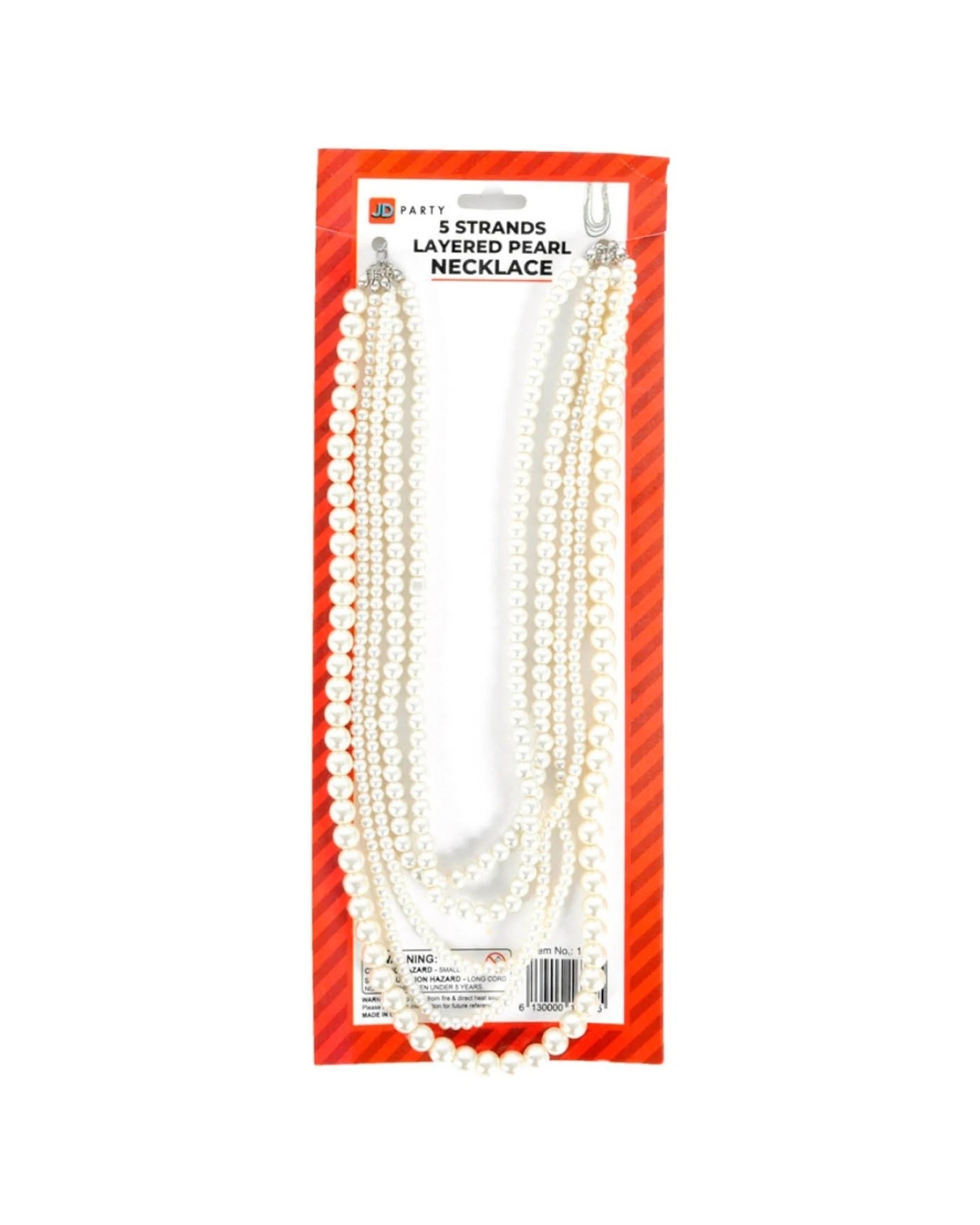 1 JD Party 5 Strands Pearl Necklace Costume Accessory Jewellery - White, 1 of 1
