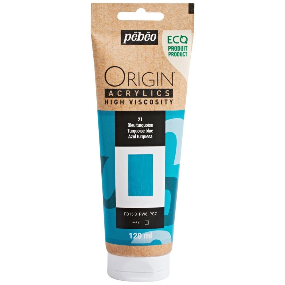 1 Pebeo Origin Acrylic Paint 120mL Turquoise Blue, 1 of 2