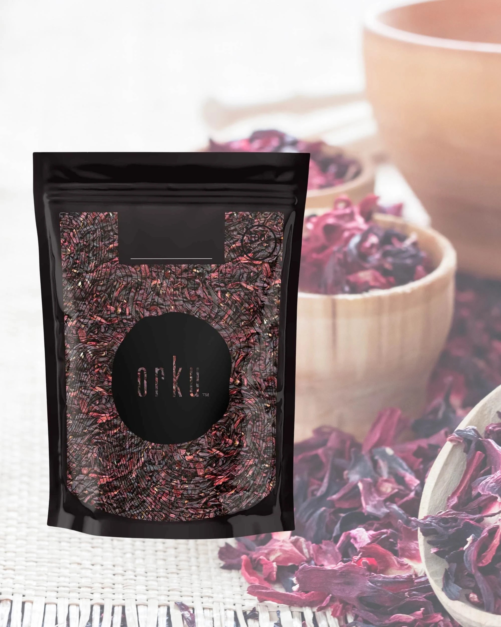 2 Orku 100g Organic Hibiscus Rosella Flower Crushed Dried Herbal Tea, 2 of 3