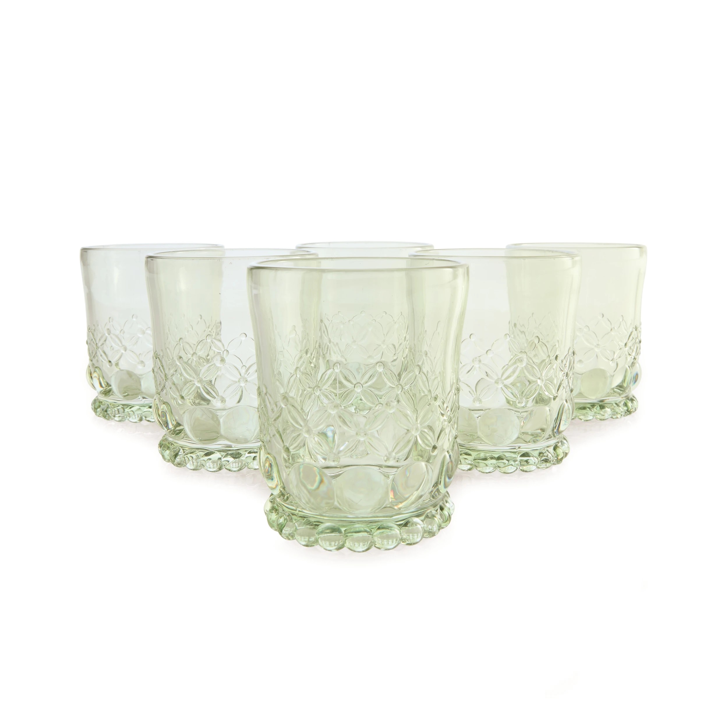 1 6 Green Flora Tumbler Glasses, 1 of 7
