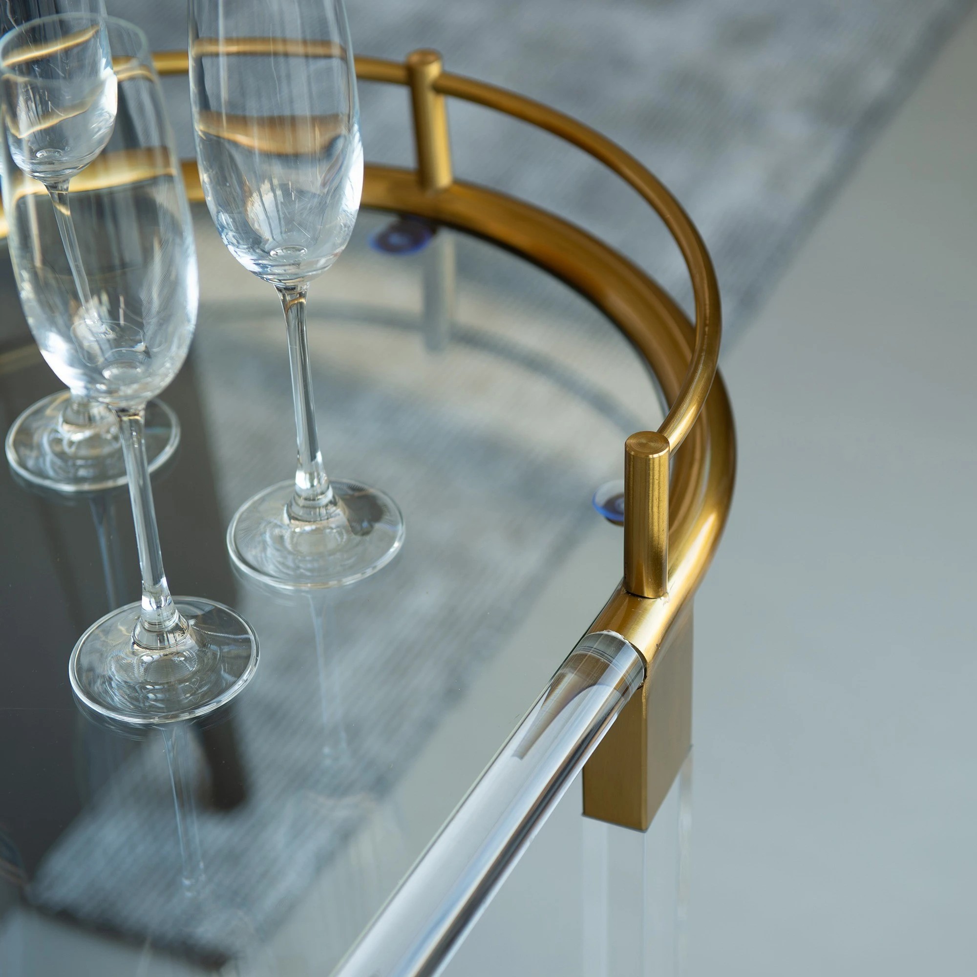 9 SoHo 2 Tier Oval Acrylic Bar Cart - Gold, 9 of 10