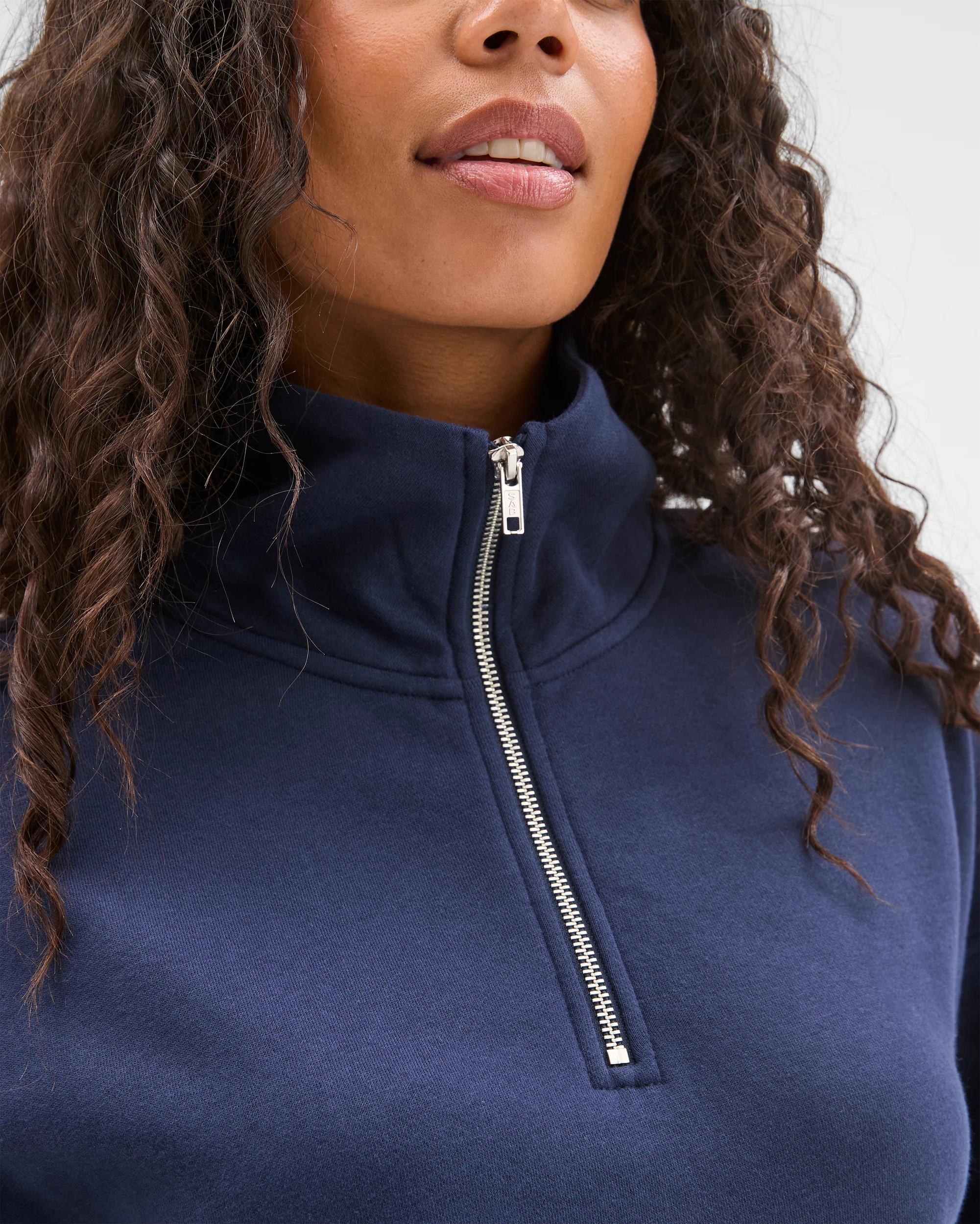 5 Target Woman Australian Cotton Blend 1/4 Zip Fleece Jumper NAVY, 5 of 6