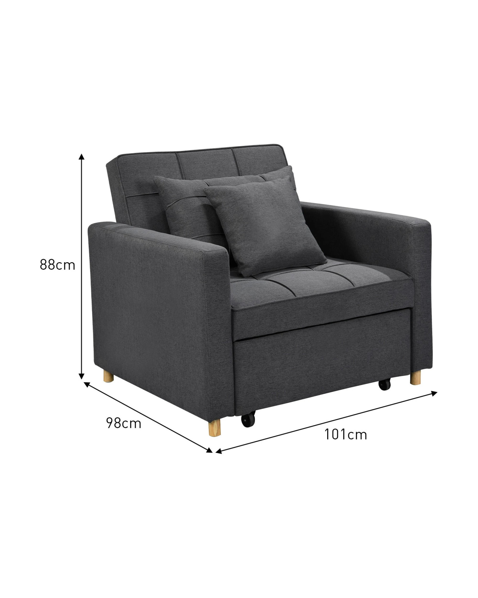 3 Suri 3-in-1 Convertible Lounge Chair Bed By Sarantino - Dark Grey, 3 of 10