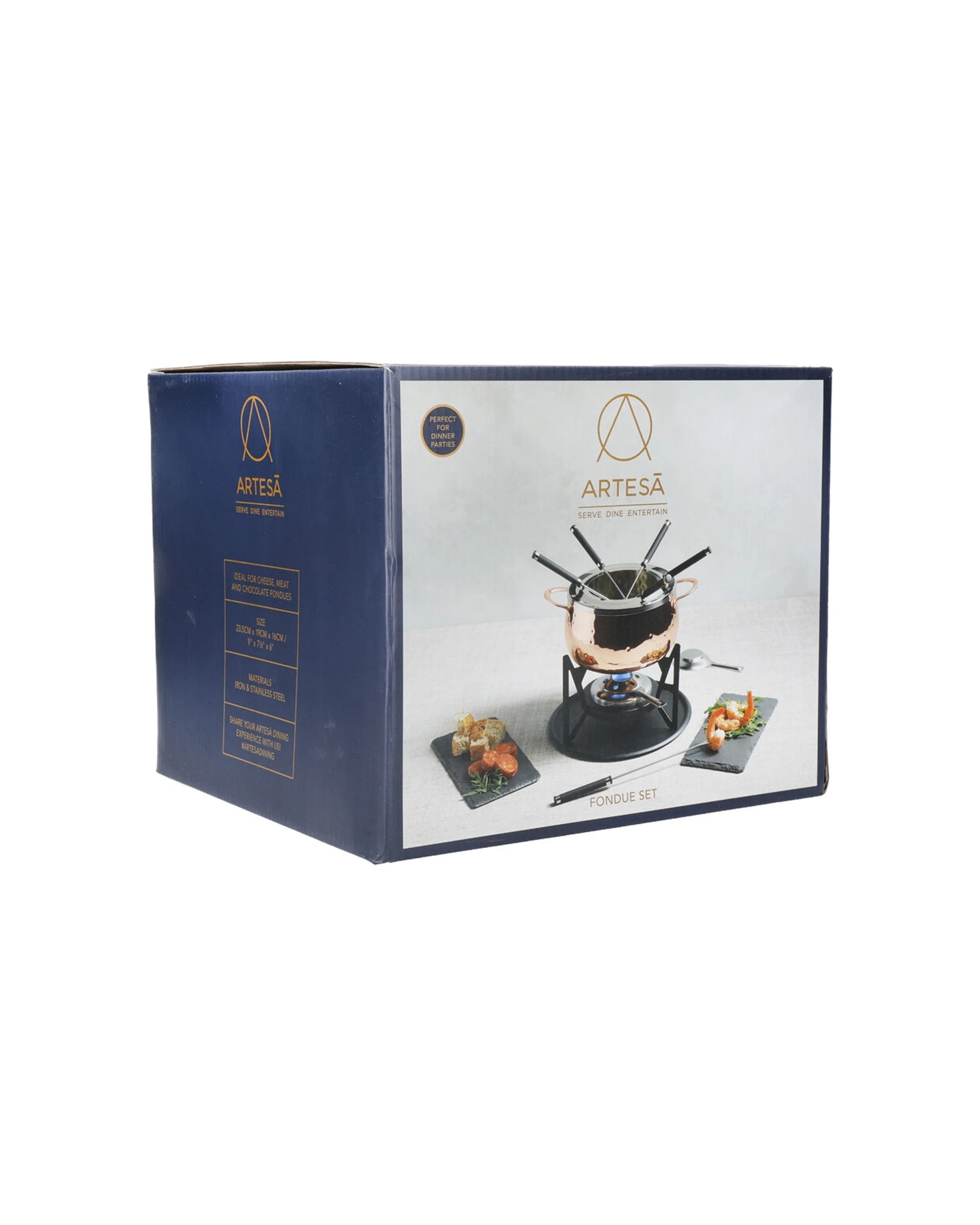 2 Artesa Hand Finished Effect Fondue Set - Metallic, 2 of 3