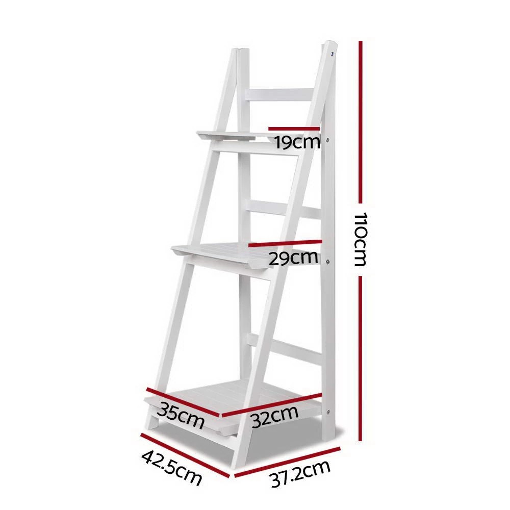 3 Artiss Bookshelf Corner Shelf 3 Tiers - White, 3 of 6