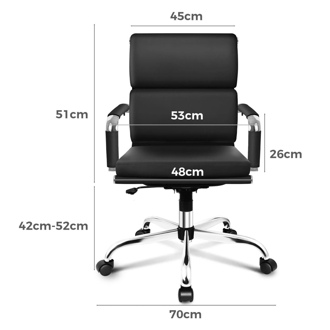 8 Alfordson Office Chair Ergonomic Paddings Executive Computer Work Seat Mid Back - Black, 8 of 10