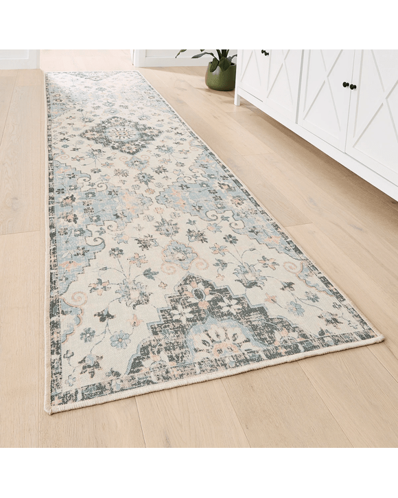 Inaya Washable Runner - Blue - 300cm x 80cm