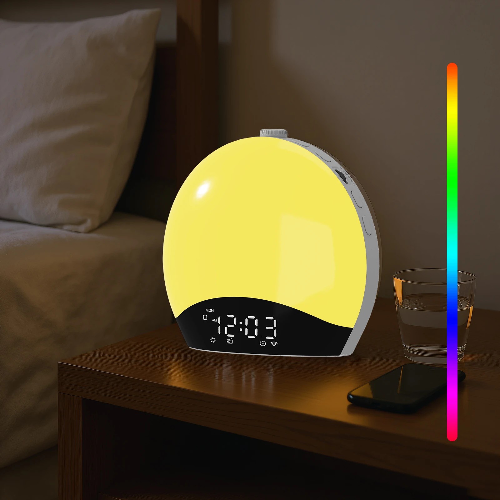 7 Advwin White Noise Machine Atmosphere Lamp Bedside Night Light Sunrise Alarm Clock Wake Up Light - White, 7 of 7
