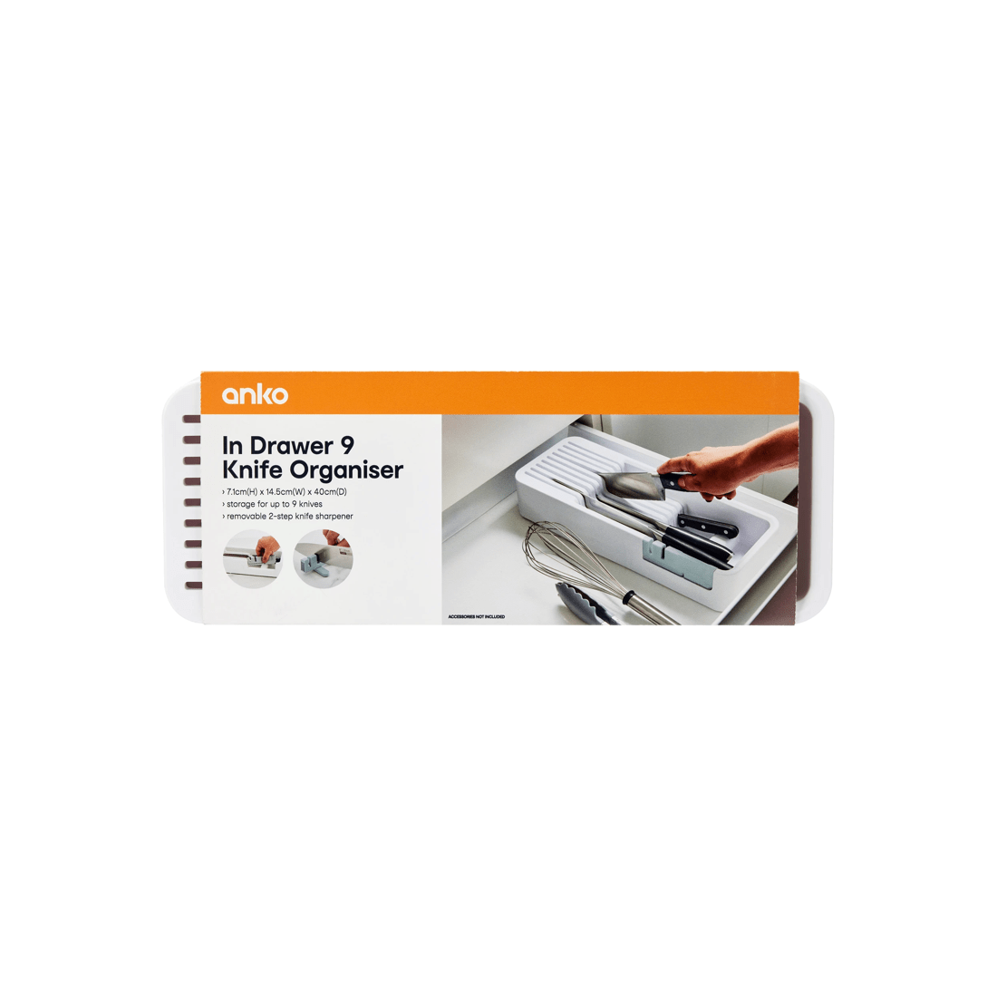 7 In Drawer 9 Knife Organiser - White and Grey, 7 of 10