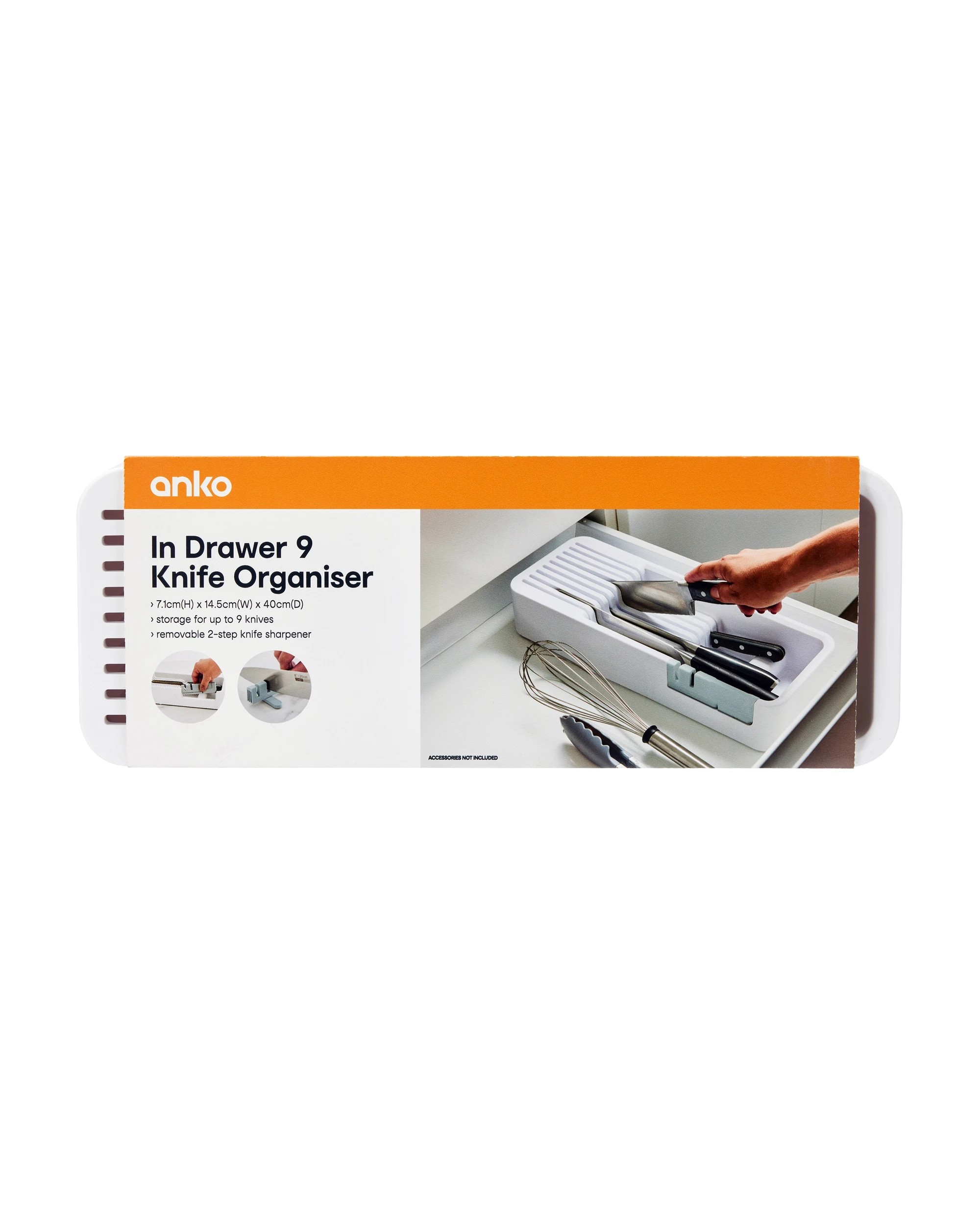 7 In Drawer 9 Knife Organiser - White and Grey, 7 of 10